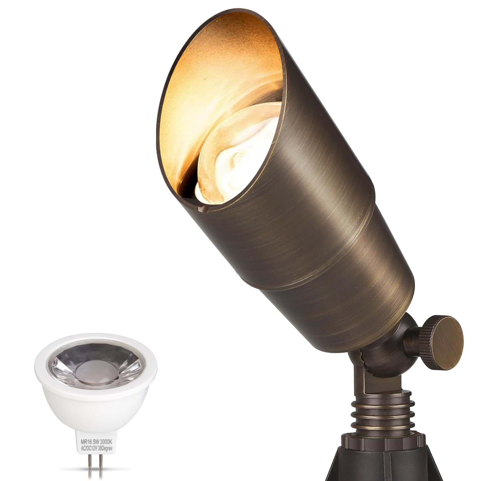 Vrbgify  Solid Brass Outdoor Landscape Spotlight 12V Low Voltage LED Waterproof Bronze Accent Lighting Fixture for Garden Yard Tree Lawn Exterior