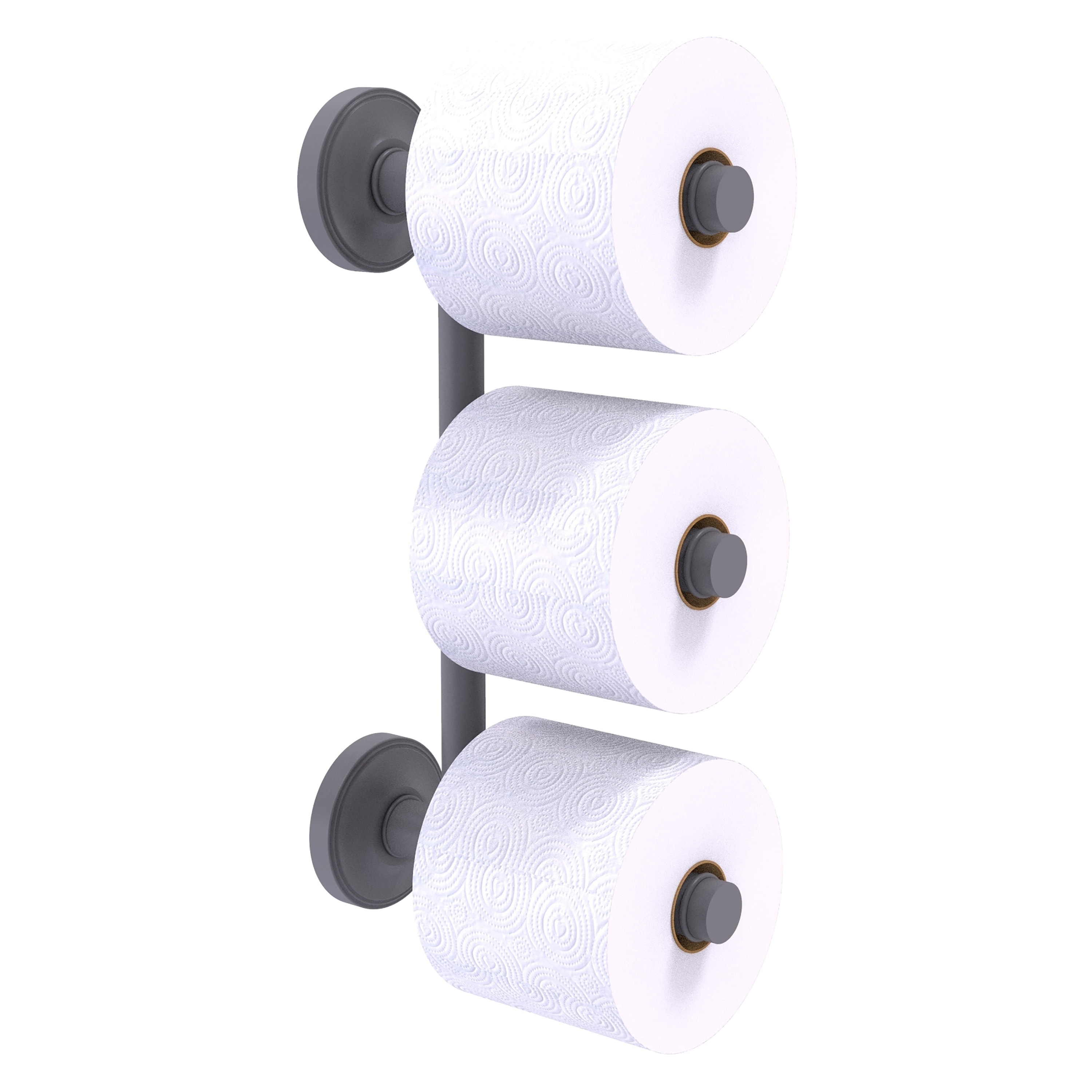 Allied Brass PR-24-3-GYM Prestige Regal Matte Gray Wall mount Double post Toilet Paper Holder 3 -Rolls with Storage