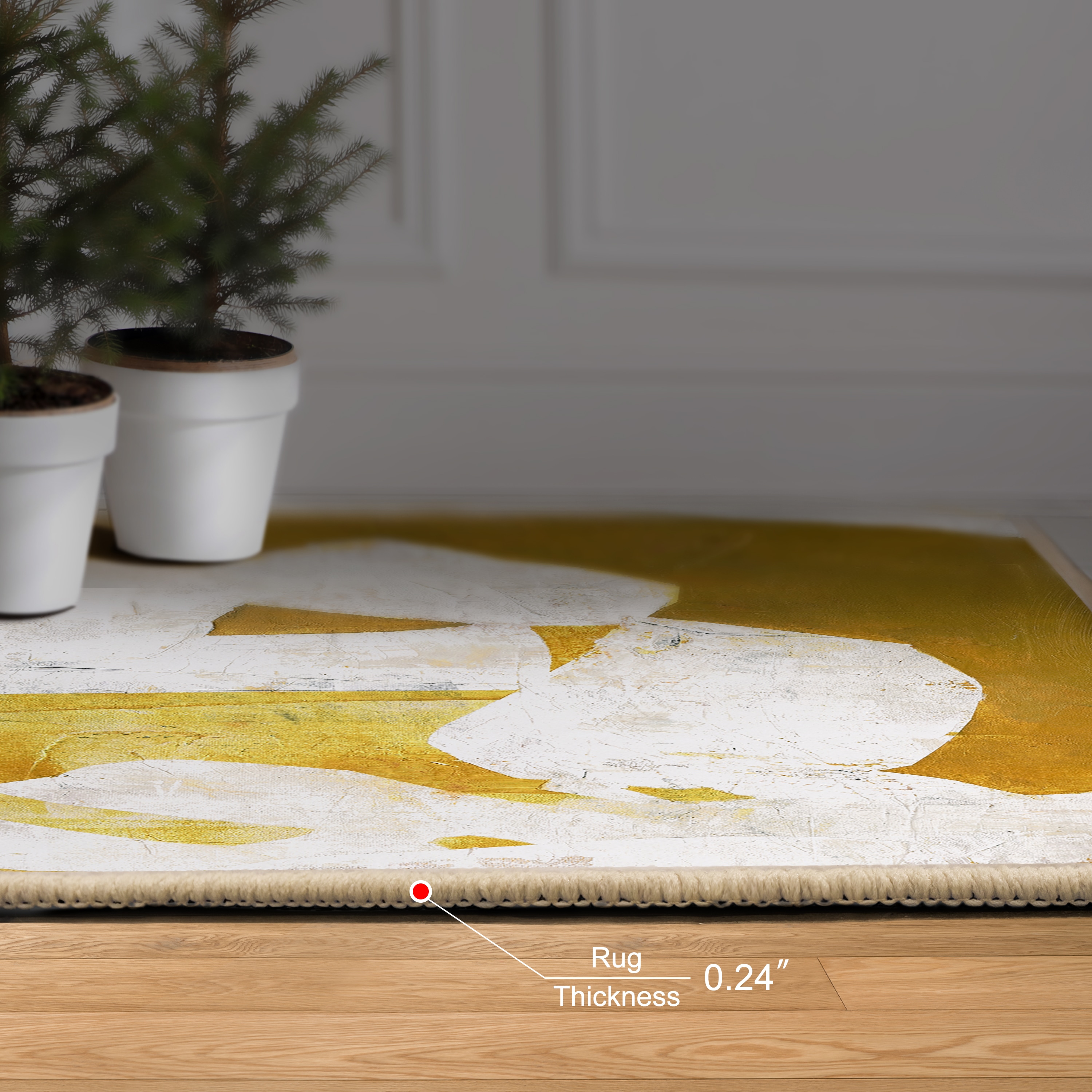 Large Black and Yellow Abstract Synthetic Area Rug