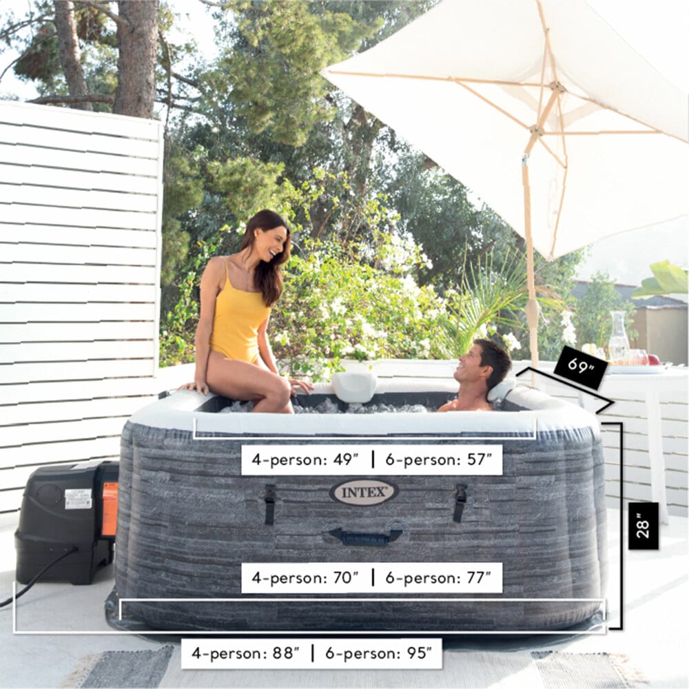 Intex PureSpa Plus Square Inflatable Hot Tub with LED Light