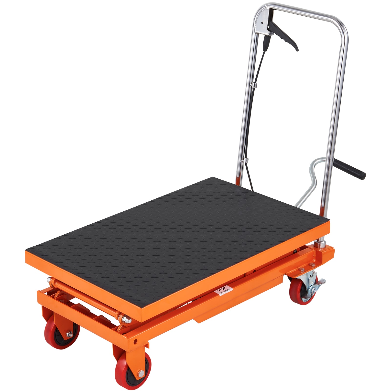 GIVIMO 50-in Lift Height Double Scissor Hydraulic Lift Table Cart 330-lb Capacity with Pedal Pump 28-in x 18-in Platform and Locking Swivel Wheels
