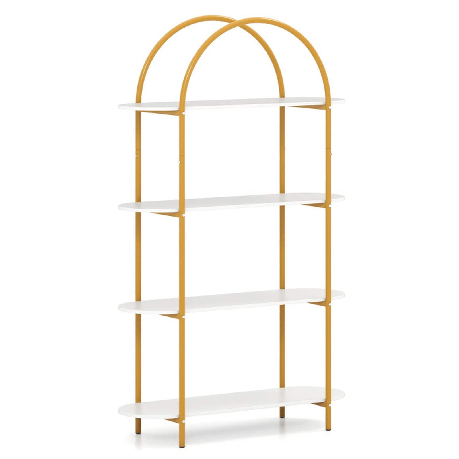 SUGIFT 4-Tier Metal-Frame Open Bookcase with Arched Design #LW047SUGHY763