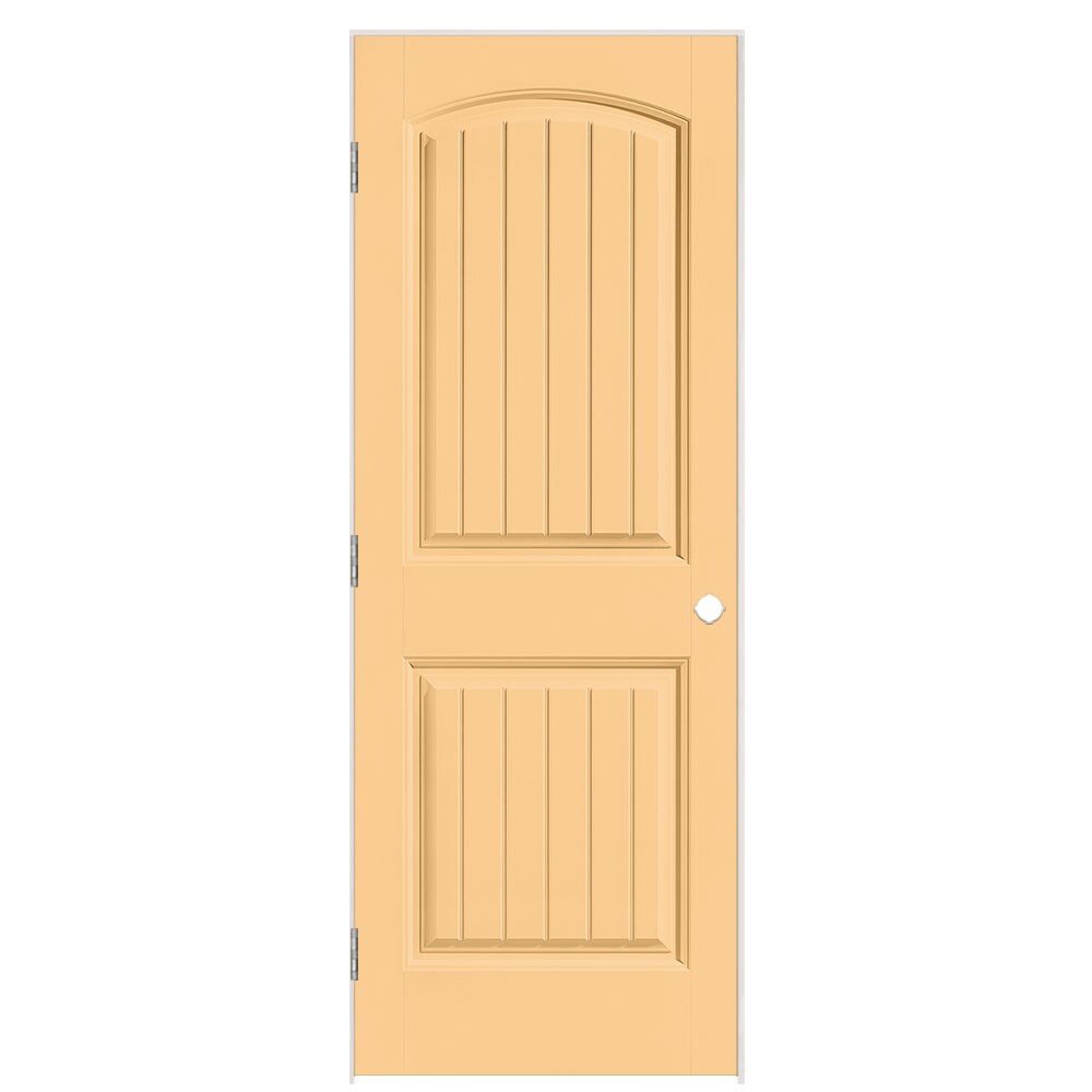 Masonite 1443800 30-in x 80-in Marigold Solid core 2-panel round top plank Right hand Smooth Prefinished Molded composite Flat Jamb Single Prehung Interior Door