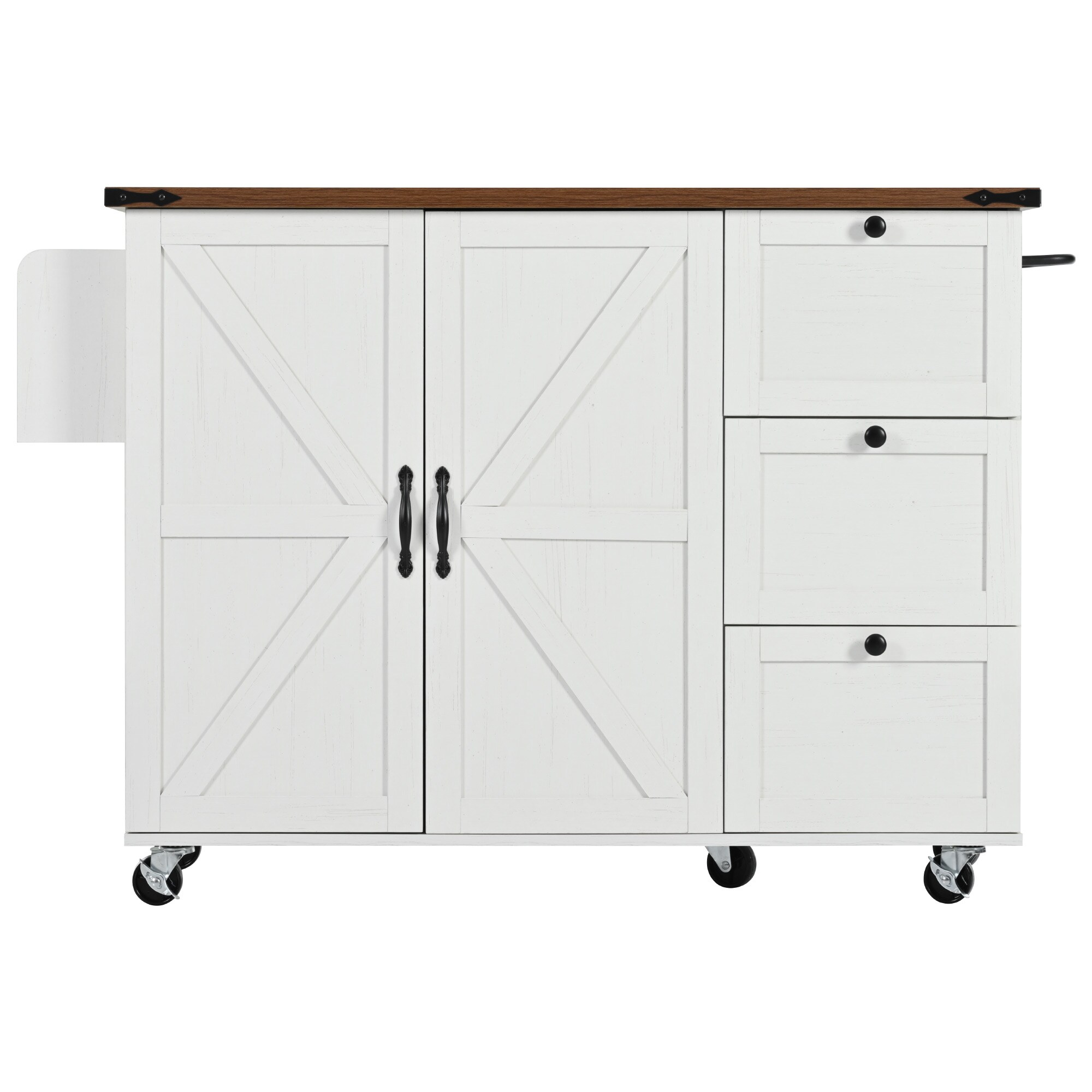 Runesay Brown MDF Base with MDF Rolling Kitchen Island ( 28.75-in x 54.5-in x 36.5-in )