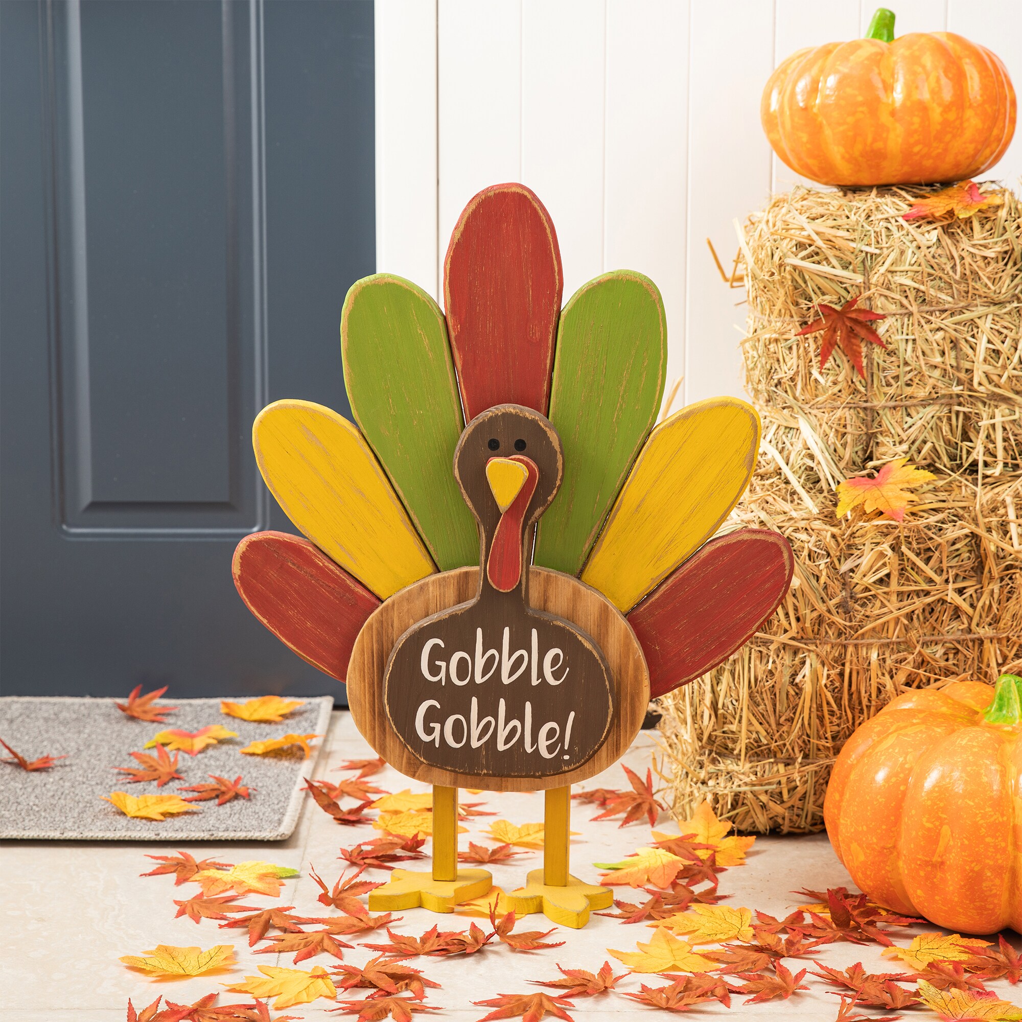 Glitzhome 31in. H Thanksgiving Wooden Turkey Porch Decor - 22072629