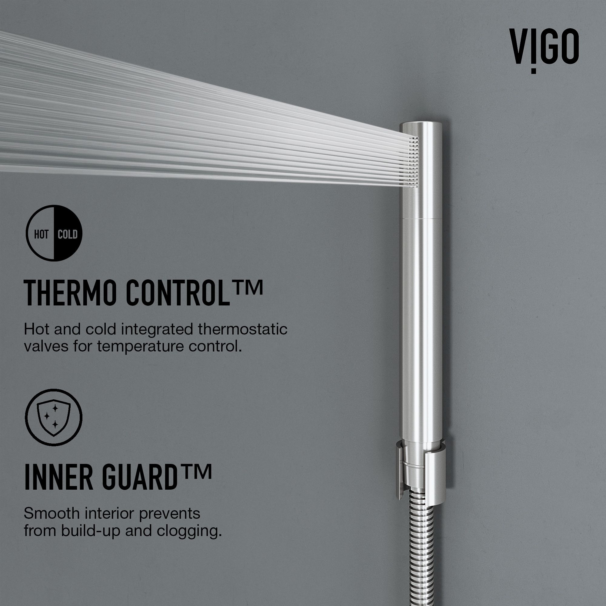 VIGO Sutton Stainless Steel Dual Head Shower Panel System with 3-way Diverter in the Shower 