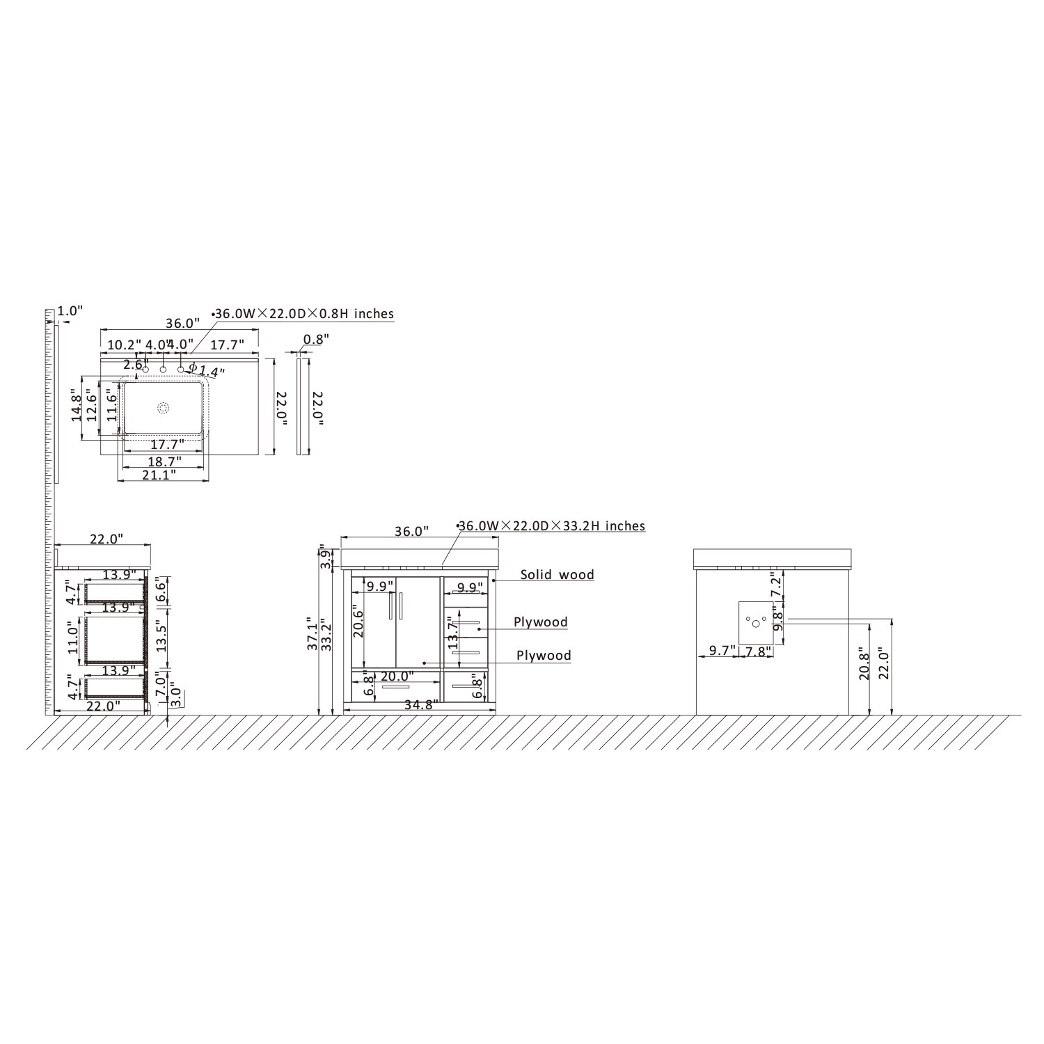 Altair 544036-WH-CG-NM Bath-Vanity-Combo - View #10