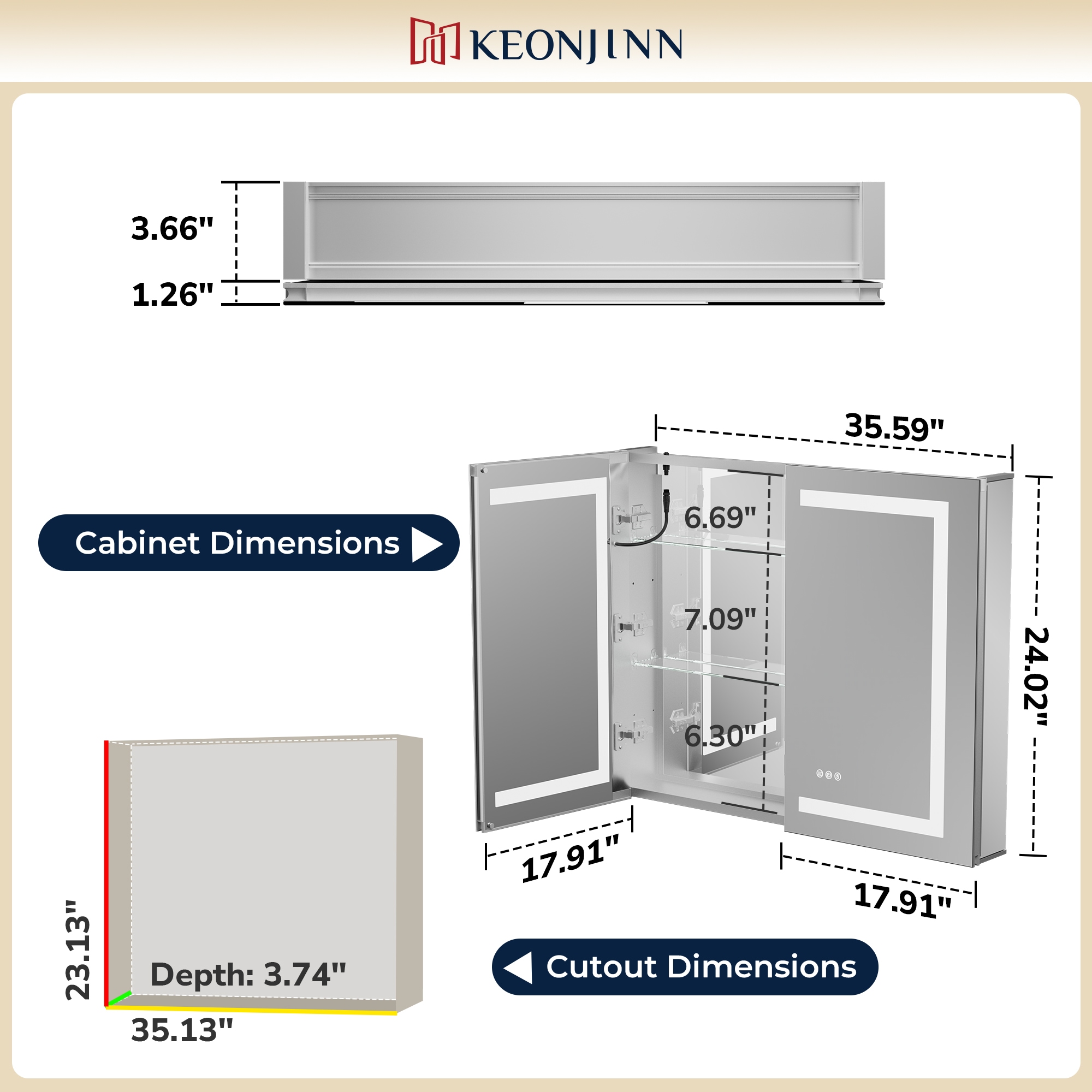 Keonjinn LW-JG-ZG-9161 Bathroom-Medicine-Cabinets - View #2