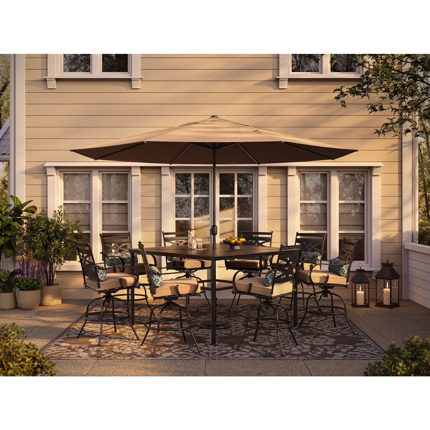 Hanover MCLRDN9PCBRSW8-SU-T Patio-Dining-Sets - View #6