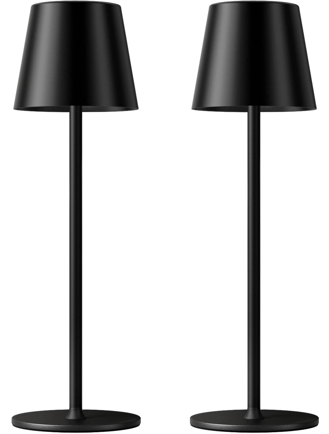 Vrbgify  2 Pack Cordless Rechargeable Table Lamp Black 3 Color Stepless Dimmable Touch Control LED 14.7 or 9.3 Inch Waterproof for Indoor Outdoor Use