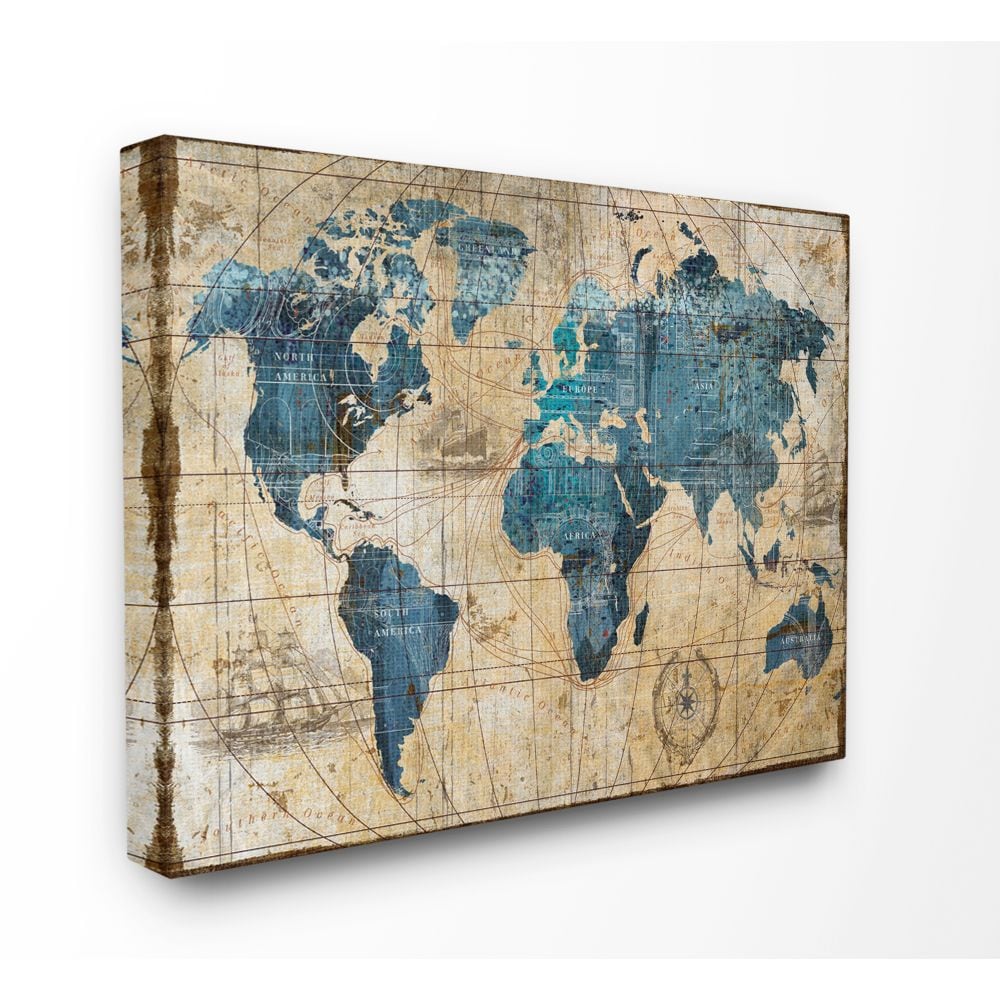 World map on Brick Wall Rustic Home Decor Art Altas Globe Shower Curtain Set 