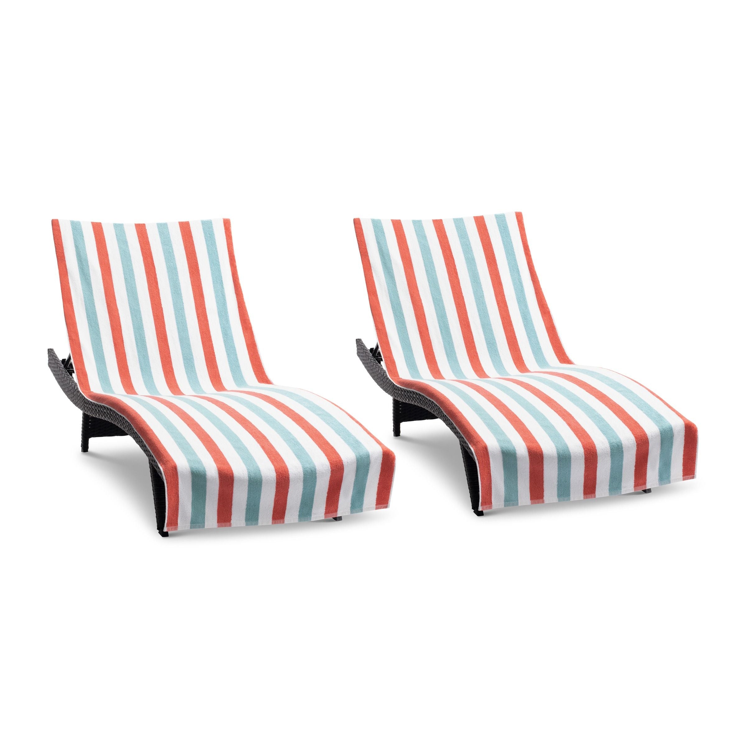 HOSPECO Cabo Cabana Chaise Cover 30x85 Red/Blue - Pack of 2