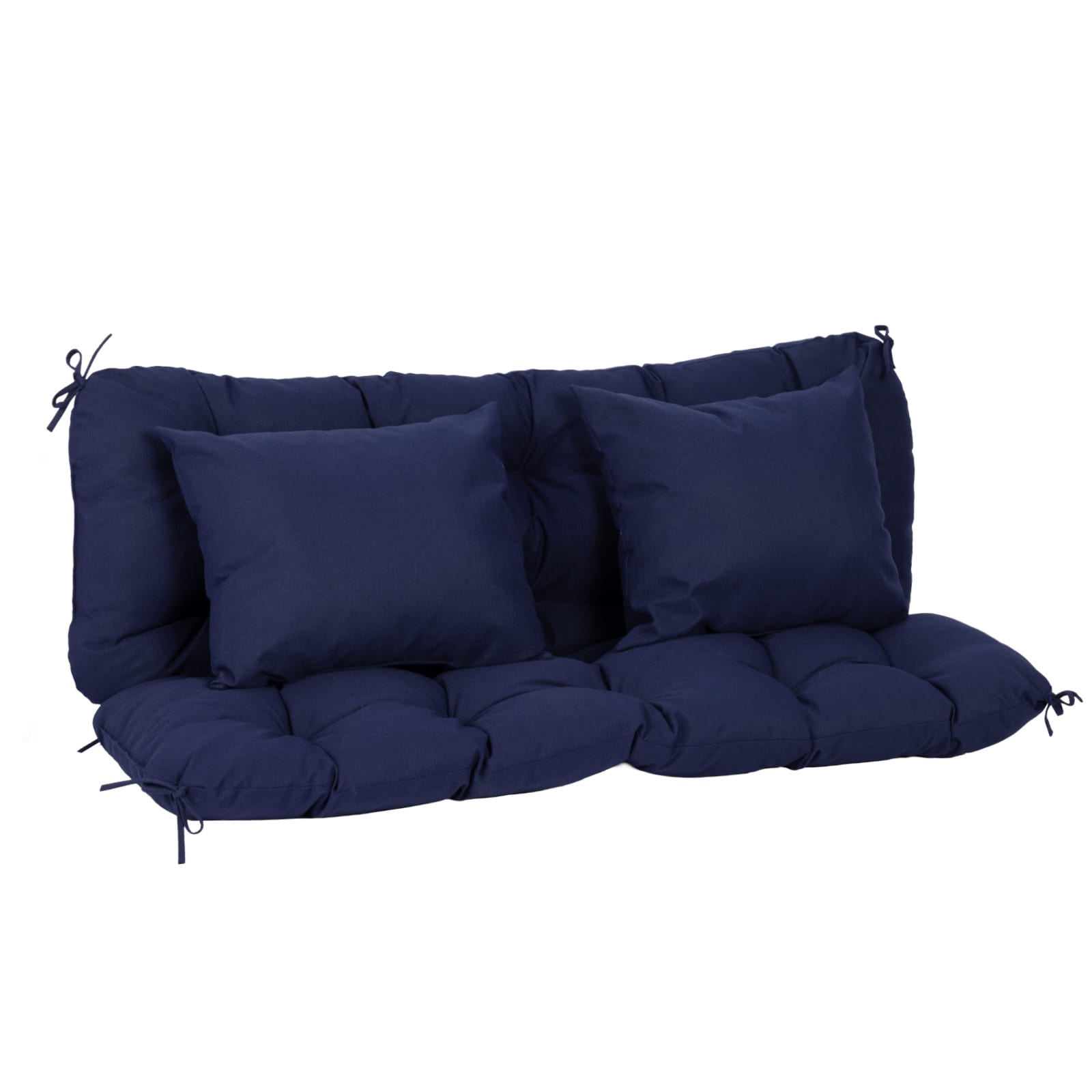 Aoodor A380-PDEDE Tufted Bench Cushions with 2 Pillows 19.7-in x 59-in 3 -Piece Dark Blue Patio bench cushion