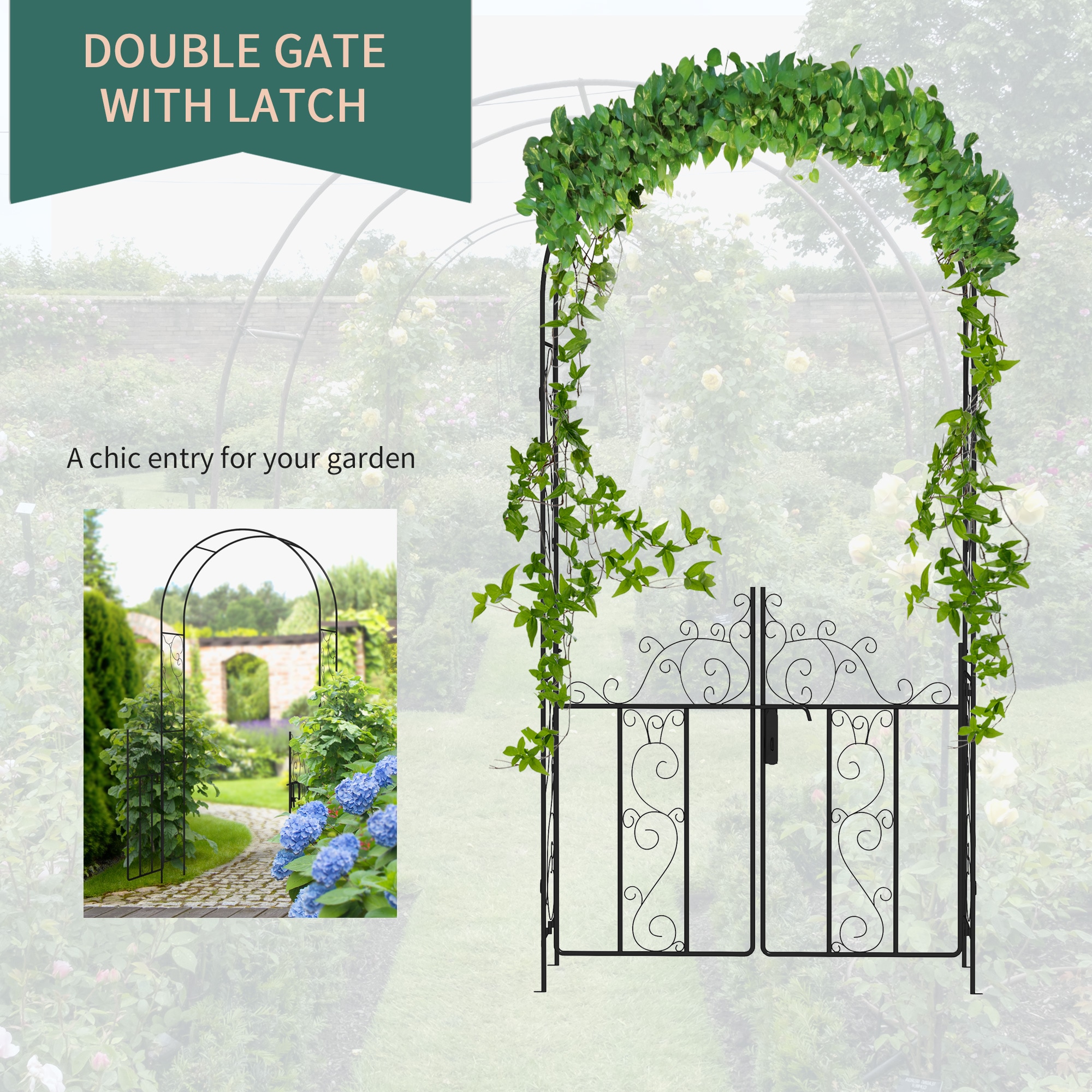 Damerin ZLY-30F Garden Trellises 15-Inches W x 89.25-Inches H Black Steel Fence Garden Trellis For Climbing Plants For Cucumbers For Roses For Tomatoes