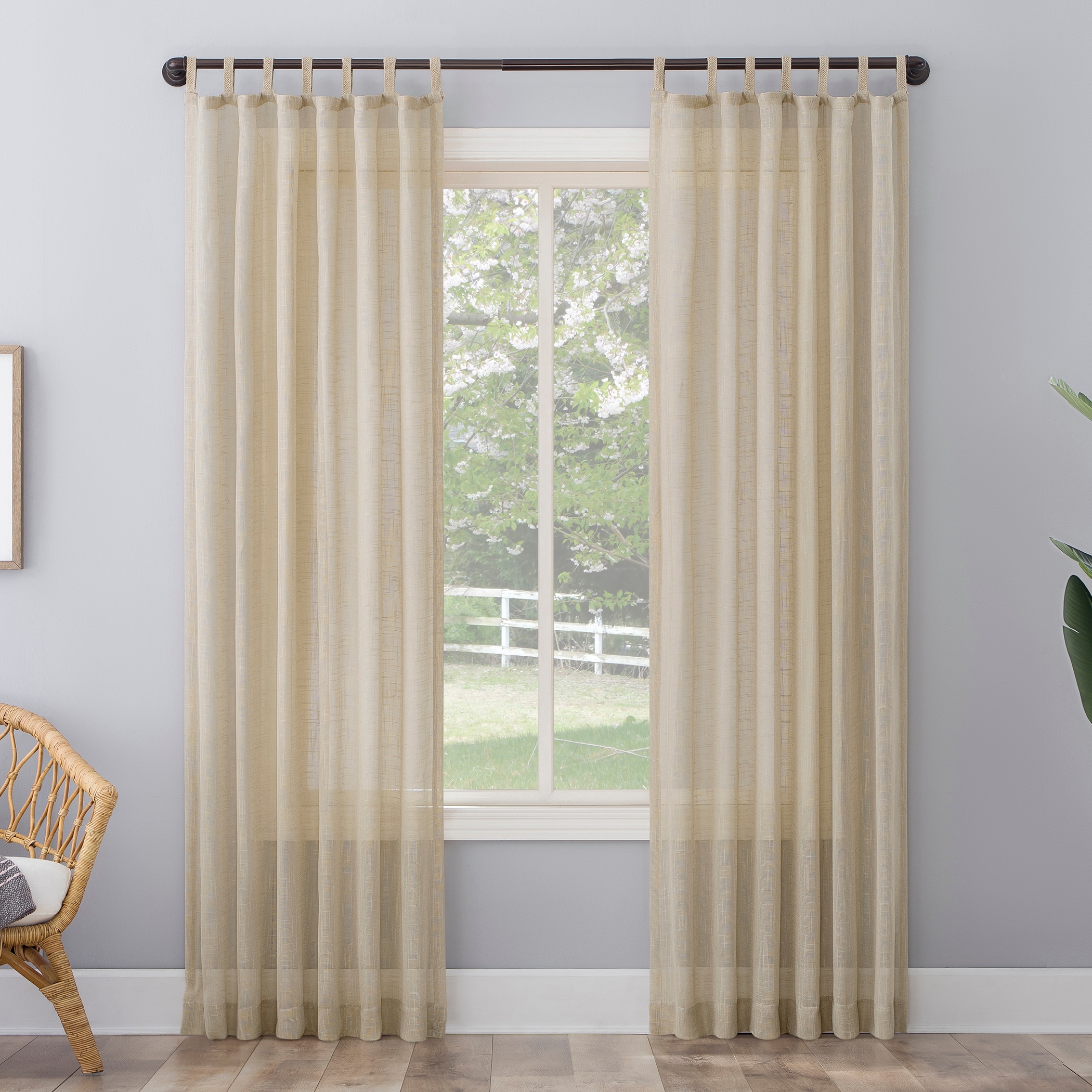 No. 918 58959 96-Inches Linen Semi-sheer Top tab Single curtain panel
