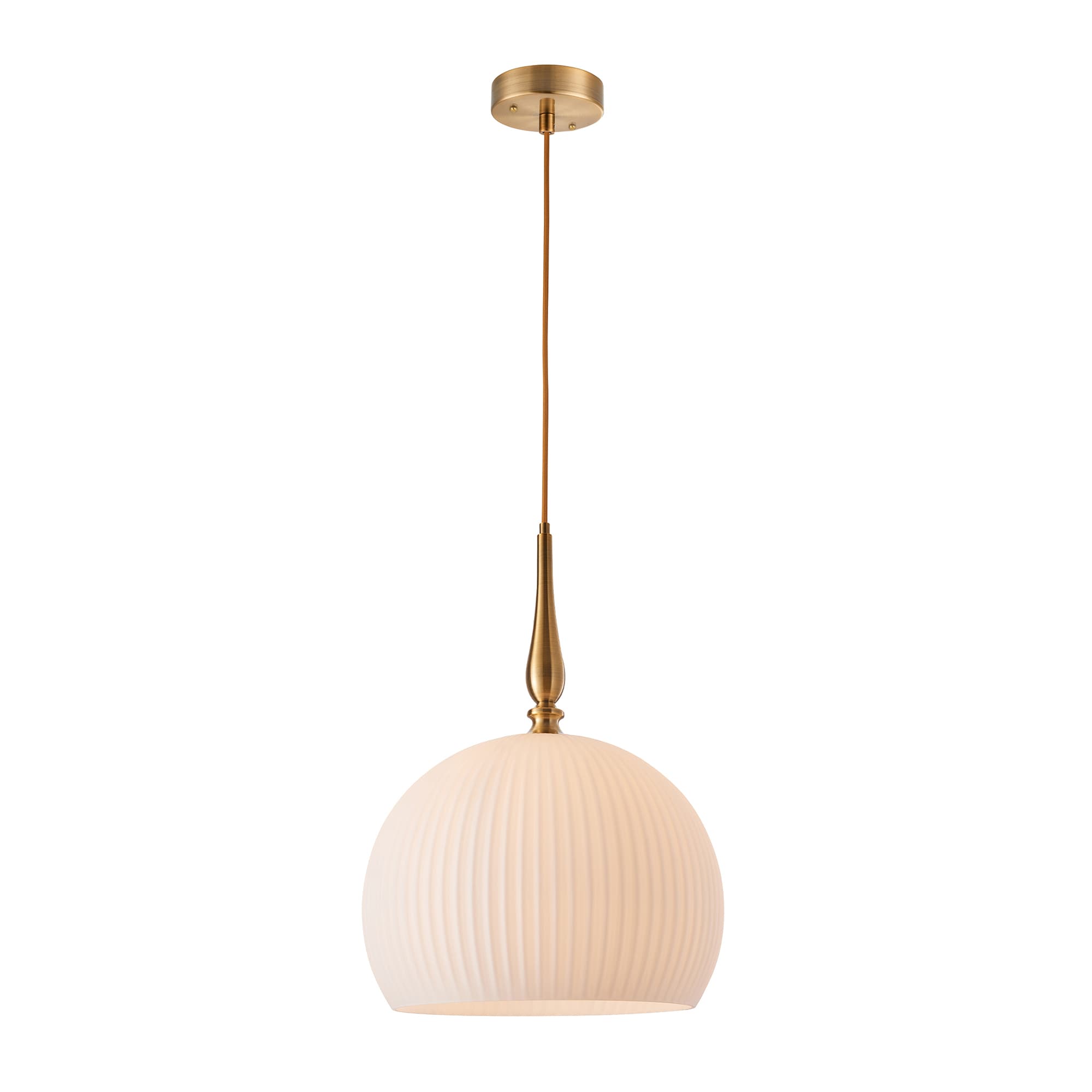 ARTCRAFT Kate 1 -Light Brushed Brass Traditional Textured glass Dome Medium Hanging Pendant Light