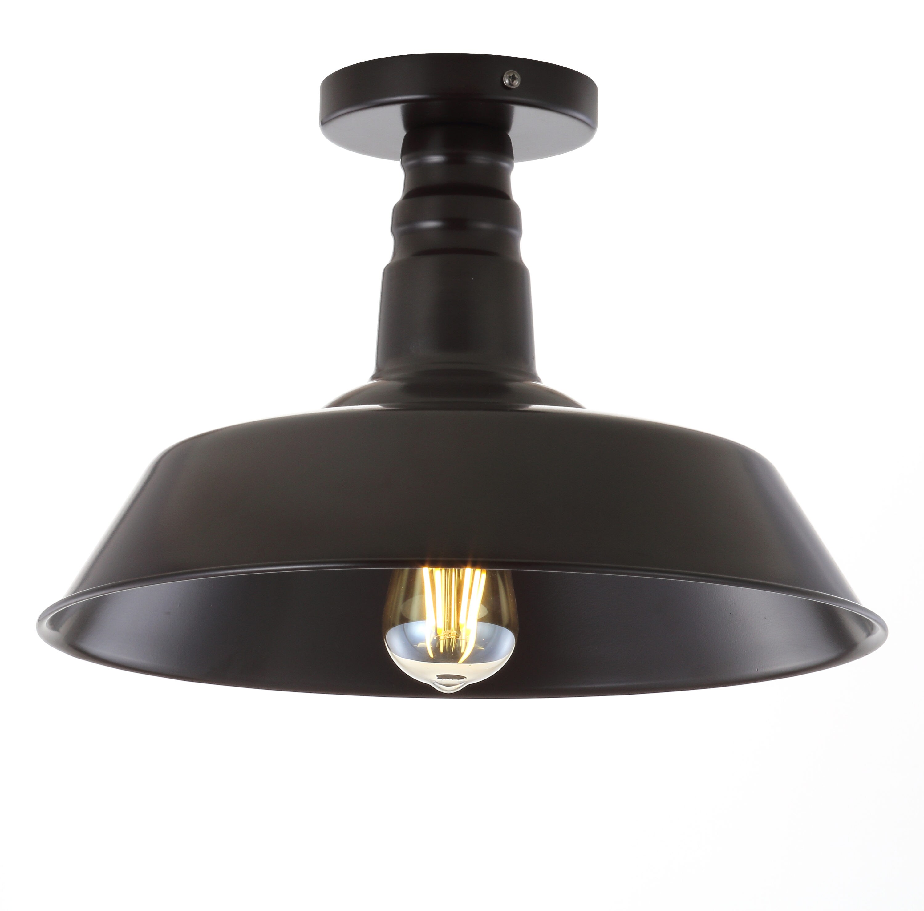 Cassidy 14" Black and Bronze Metal LED Semi-Flush Mount Light