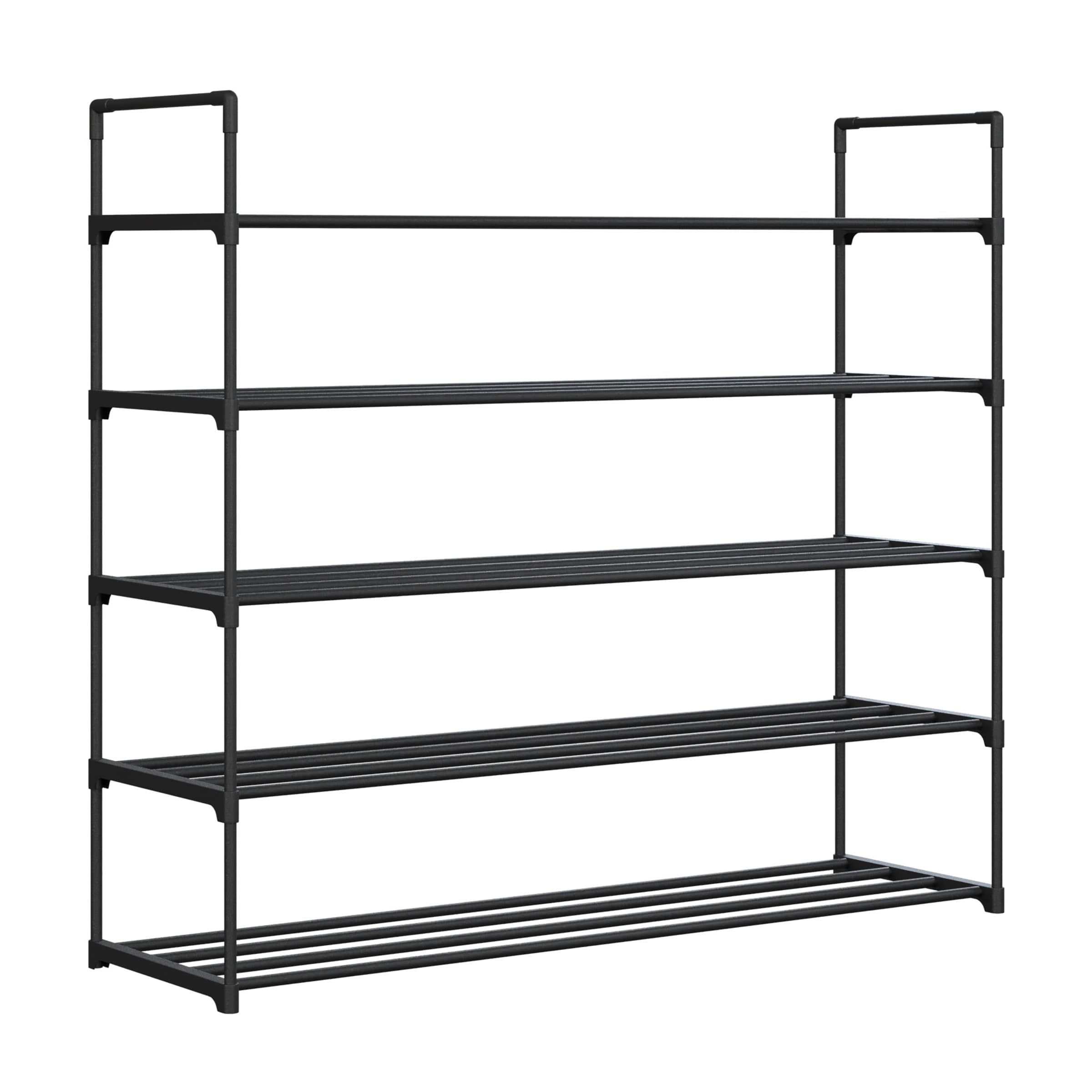 Home-Complete 37-in H 5 Tier 25 Pair Black Plastic Shoe Rack in the ...