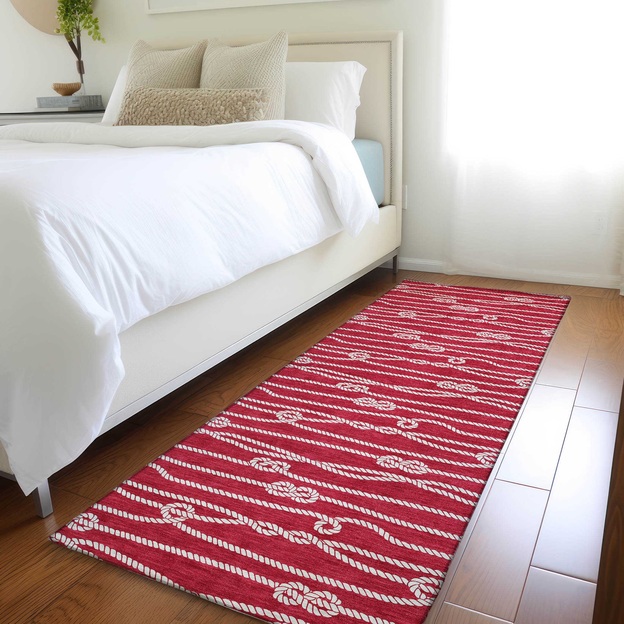 Addison Rugs AMF152RD2X8 Mayfield AMF152RD 2 x 7 (ft) Loomed Polyester Red Rectangular Indoor Geometric Machine washable Area rug