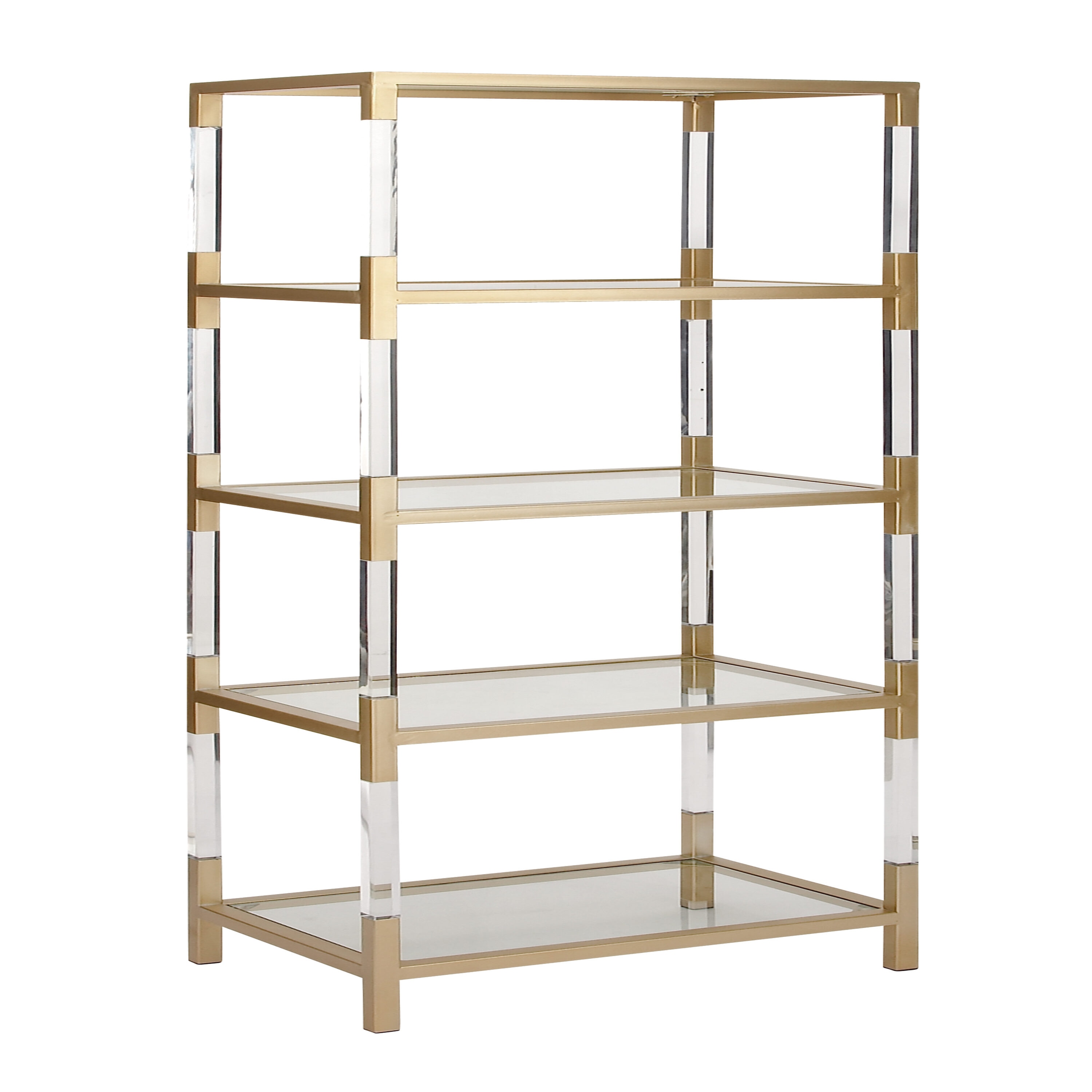 Fabulaxe Acrylic Gold Metal Modern 4 Shelf Etagere Bookcase With Glass  Shelves : Target