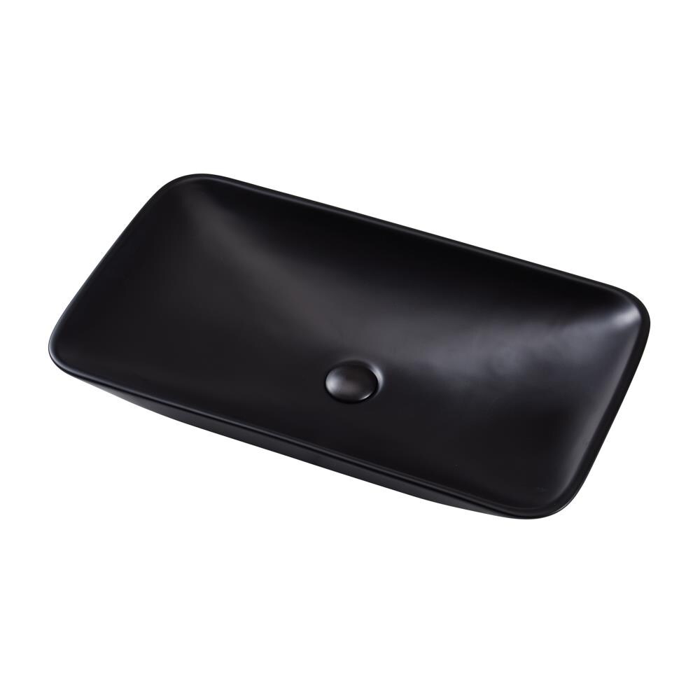 Lucky-Angel W50824182 SINK Ceramic Vessel Rectangular Modern BLACK Bathroom Sink with Drain Included ( 15.75-Inches x 27.5-Inches )
