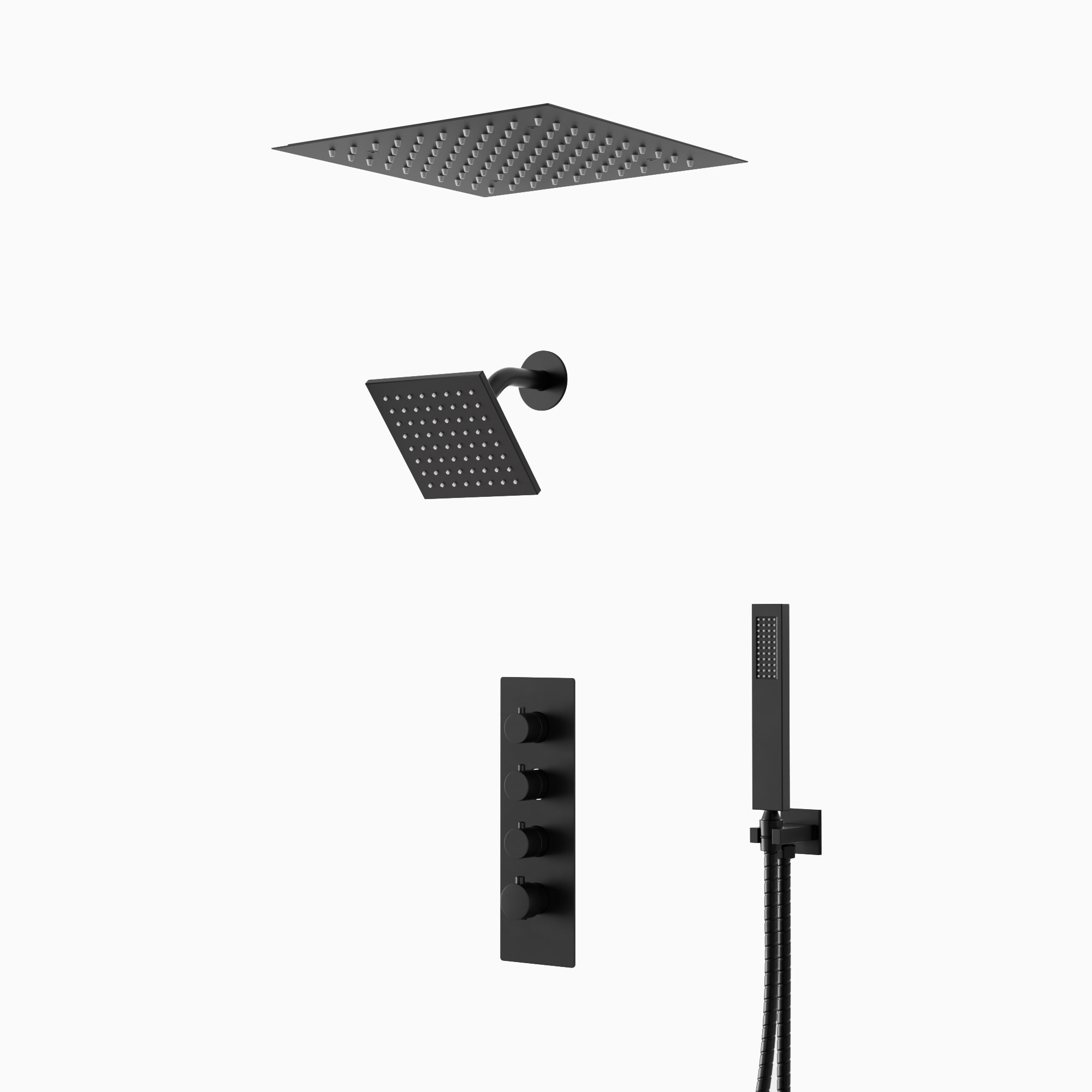 CRANACH C00.SW02.MB SWAINS LED Chromotherapy Shower System with Dual Shower Heads and Hand Shower