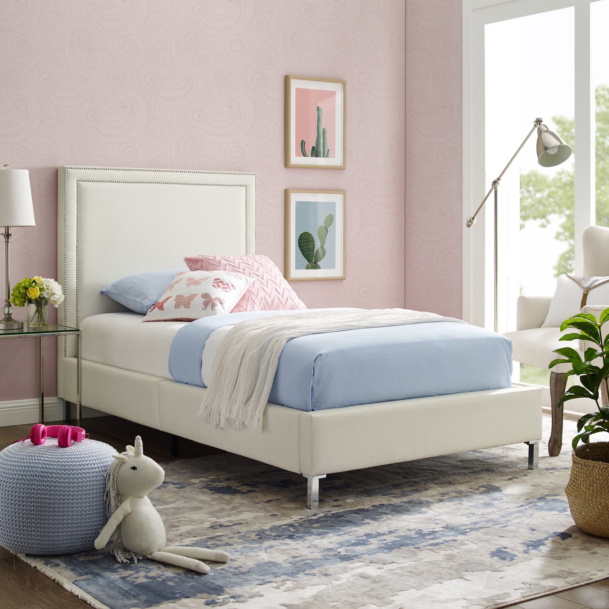 Inspired Home Stefania White Full Wood Bed Frame in the Beds department ...