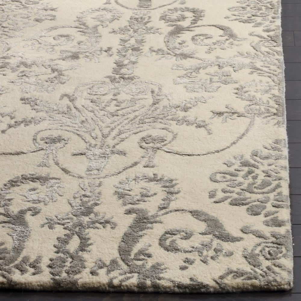 Hand-Tufted Gray Wool-Viscose 59" Square Reversible Rug