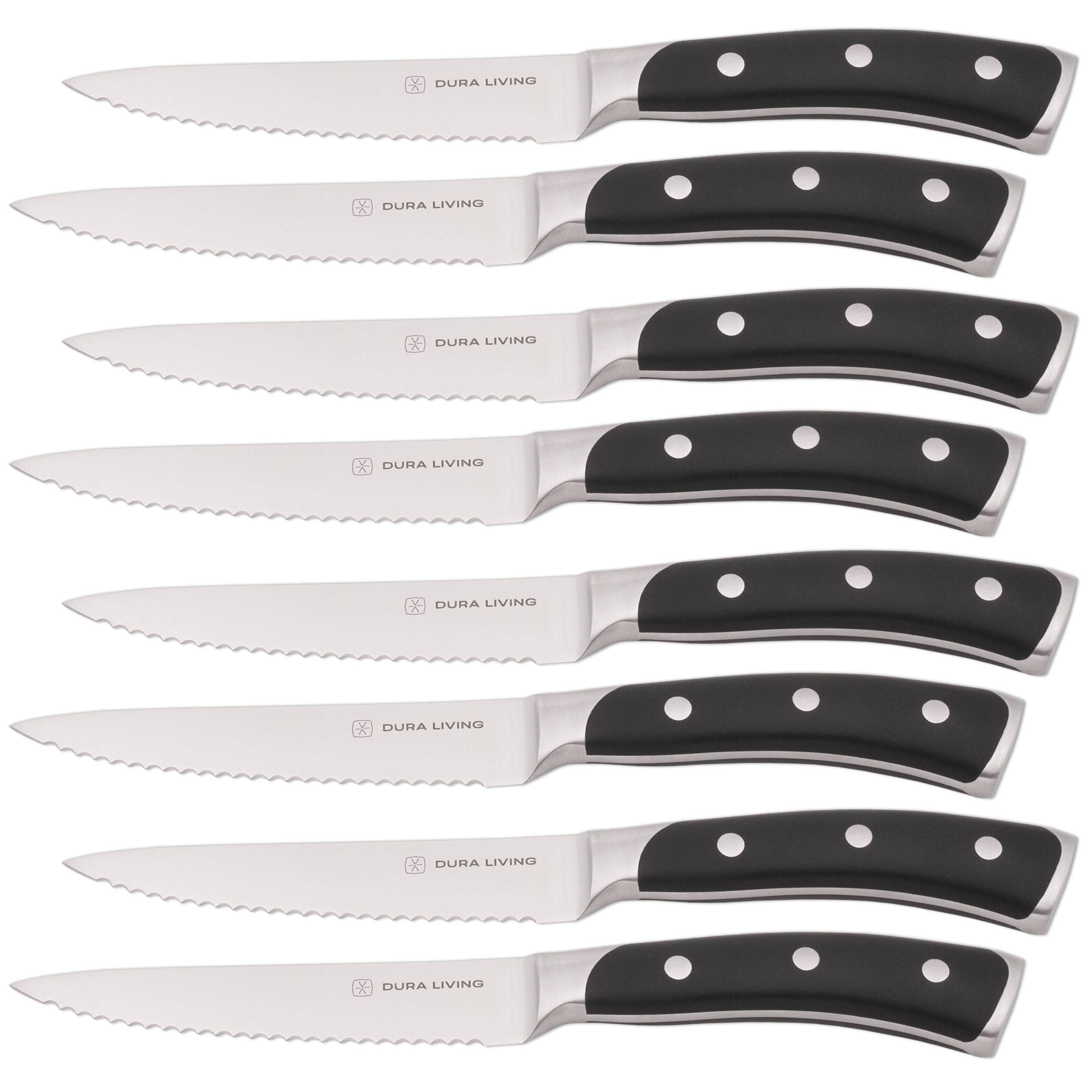Dura Living  Elite Forged Stainless Steel Knife Collection Set - 8 Pieces Black