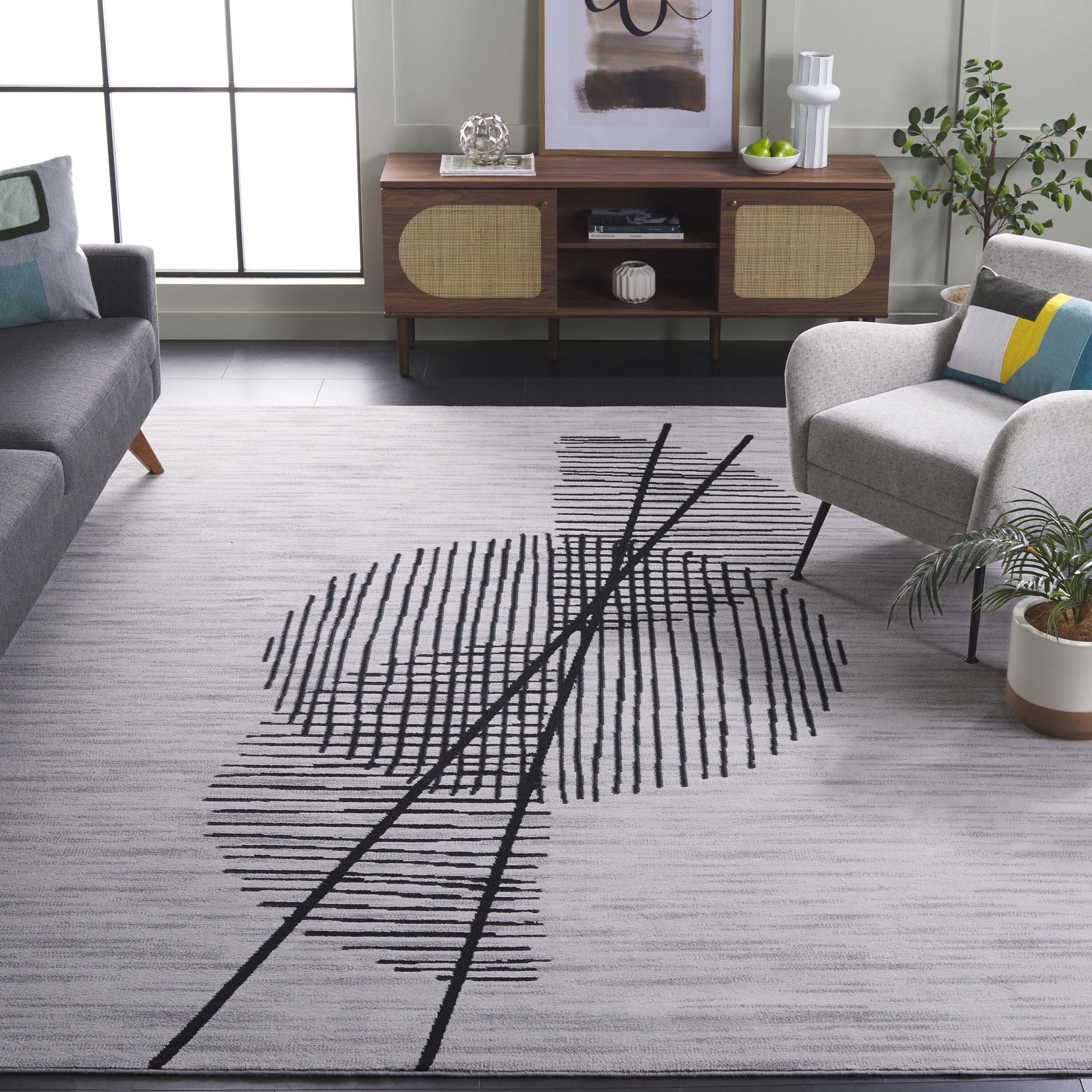 Odyssey 830F Grey/Black 8 x 10 Rectangular Area rug