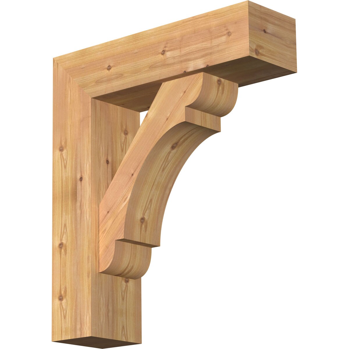 Ekena Millwork 1463579 Olympic Block Smooth Bracket with Offset Brace 7-1/2-in x 26-in x 30-in Western red cedar Brown Wood Standard bracket