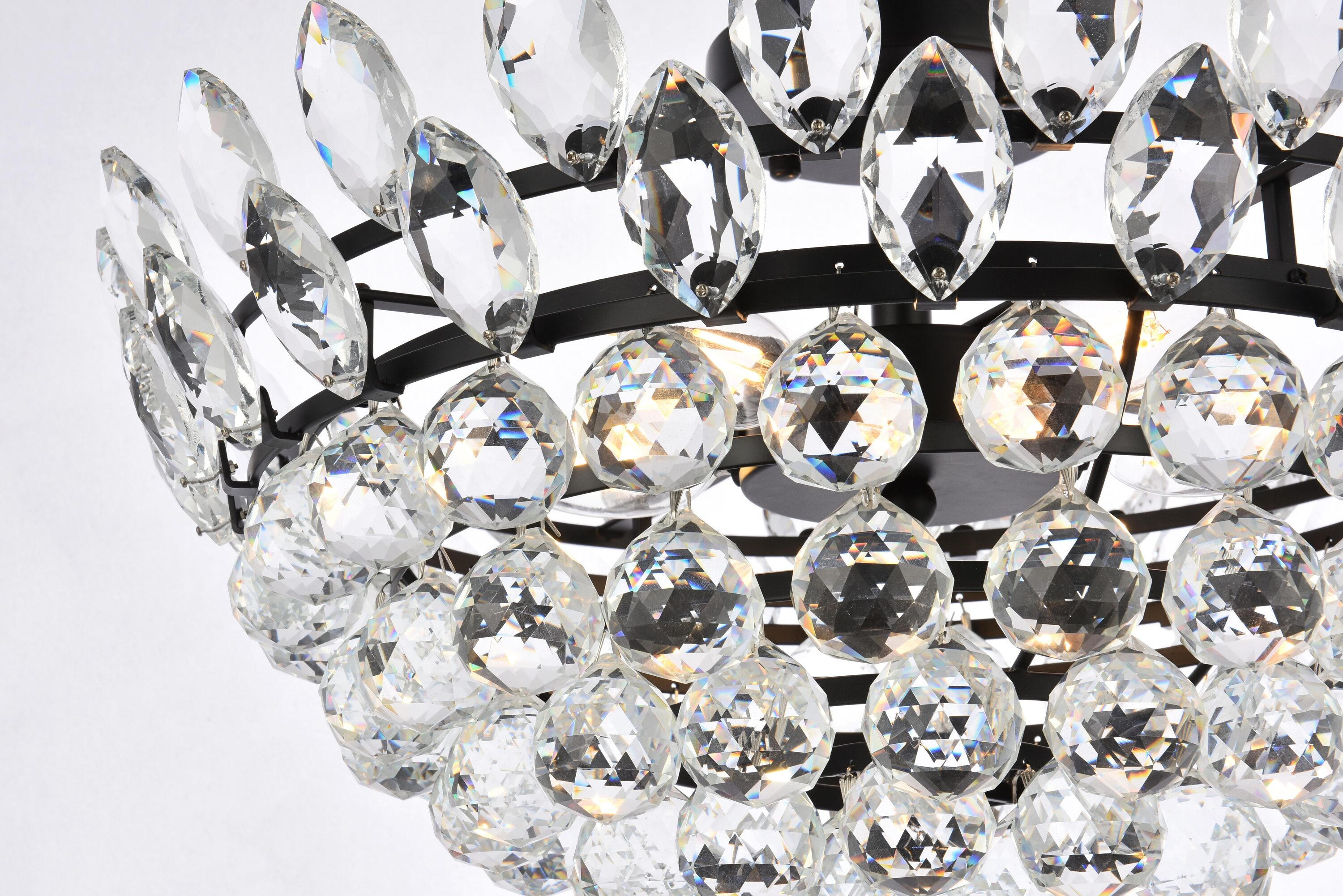 Emilia 20" Black Iron and Crystal Flush Mount