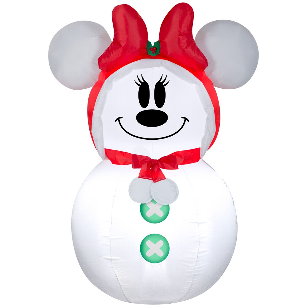 Disney 3 51 Ft Lighted Minnie Mouse Snowman Christmas Inflatable In The Christmas Inflatables Department At Lowes Com