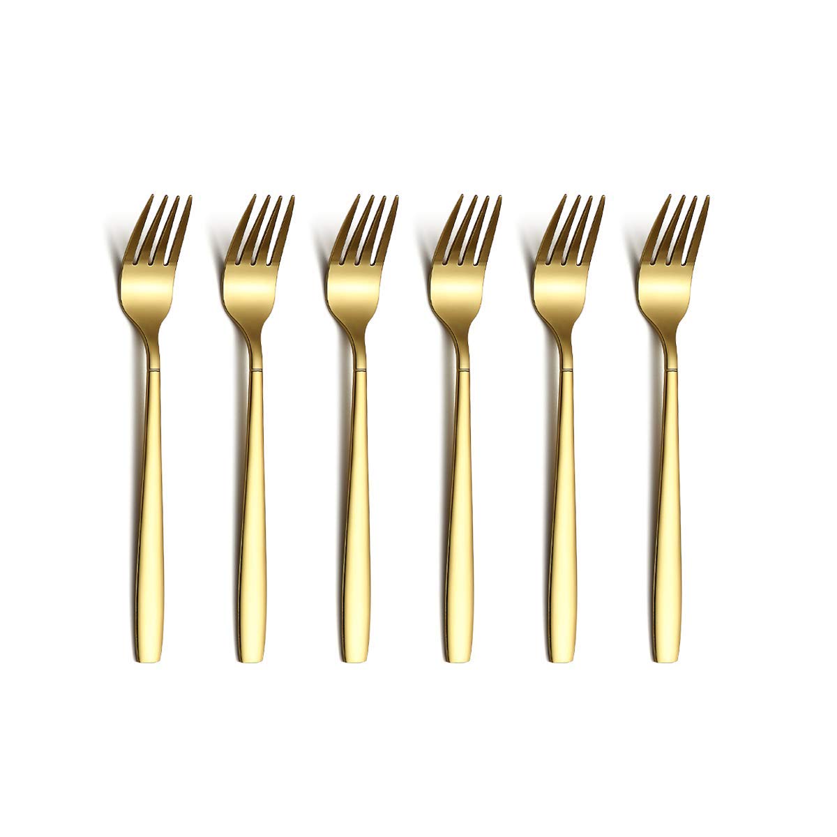Aoibox  Stainless Steel Dessert Fork 6 5 in Titanium Gold Plating Flatware Single Pieces Pack of 6 Gold Tone