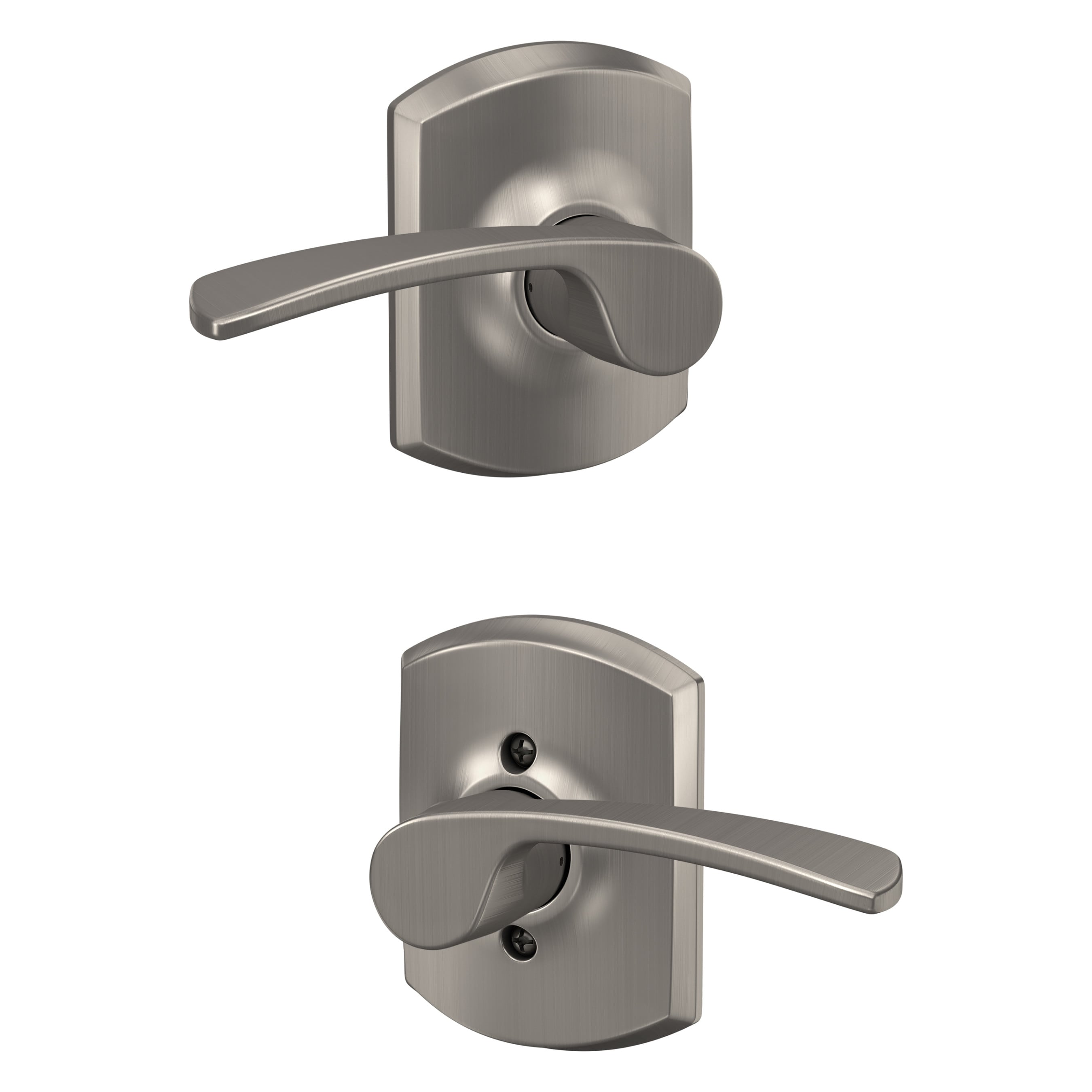 Schlage F10 MER 619 GRW Merano-Greenwich Satin Nickel Interior/Exterior Hall/Closet Passage Door Handle