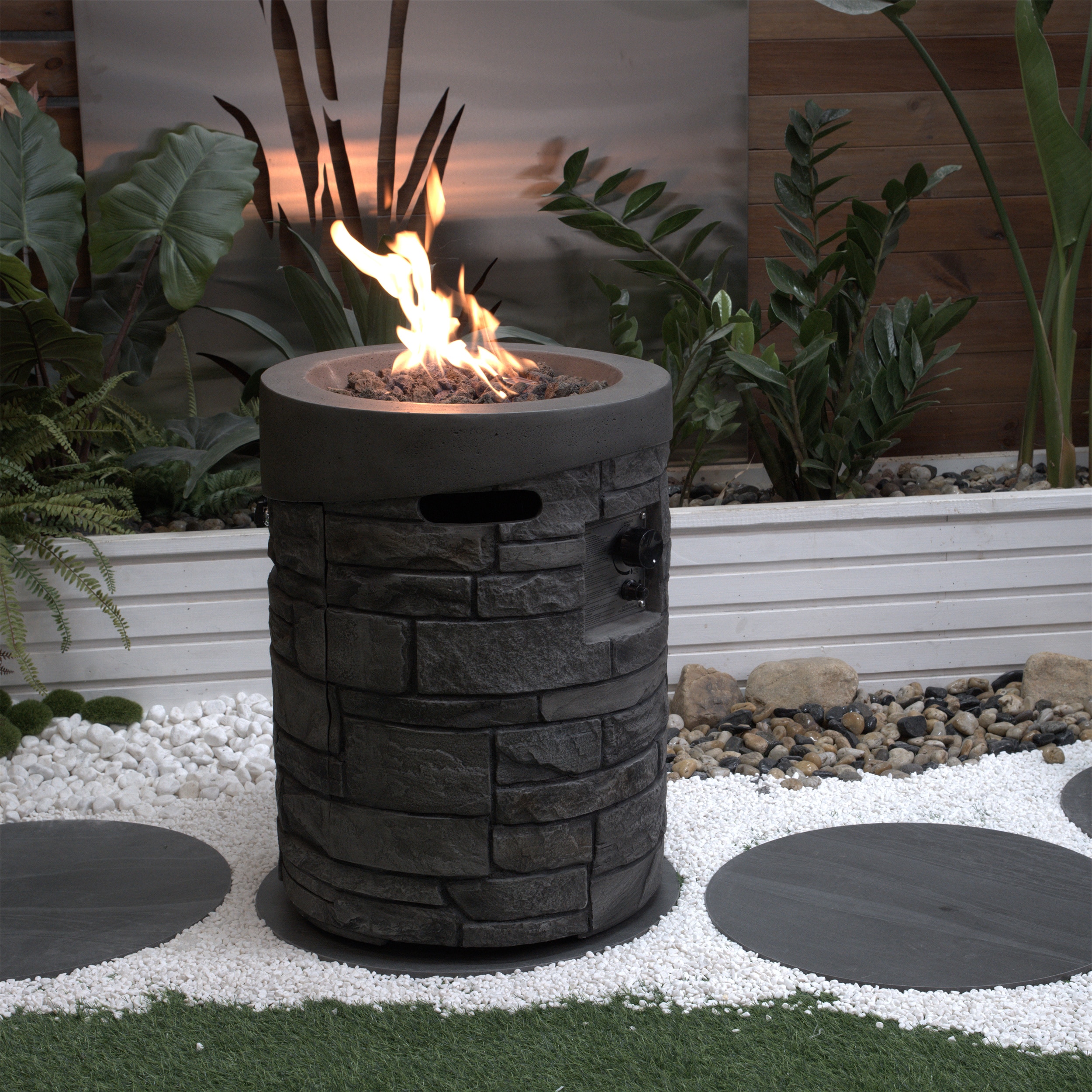 GDFStudio 326187 Outdoor 20 Inch Round 32000 BTU CSA Certification Gas Fire Pit Gray