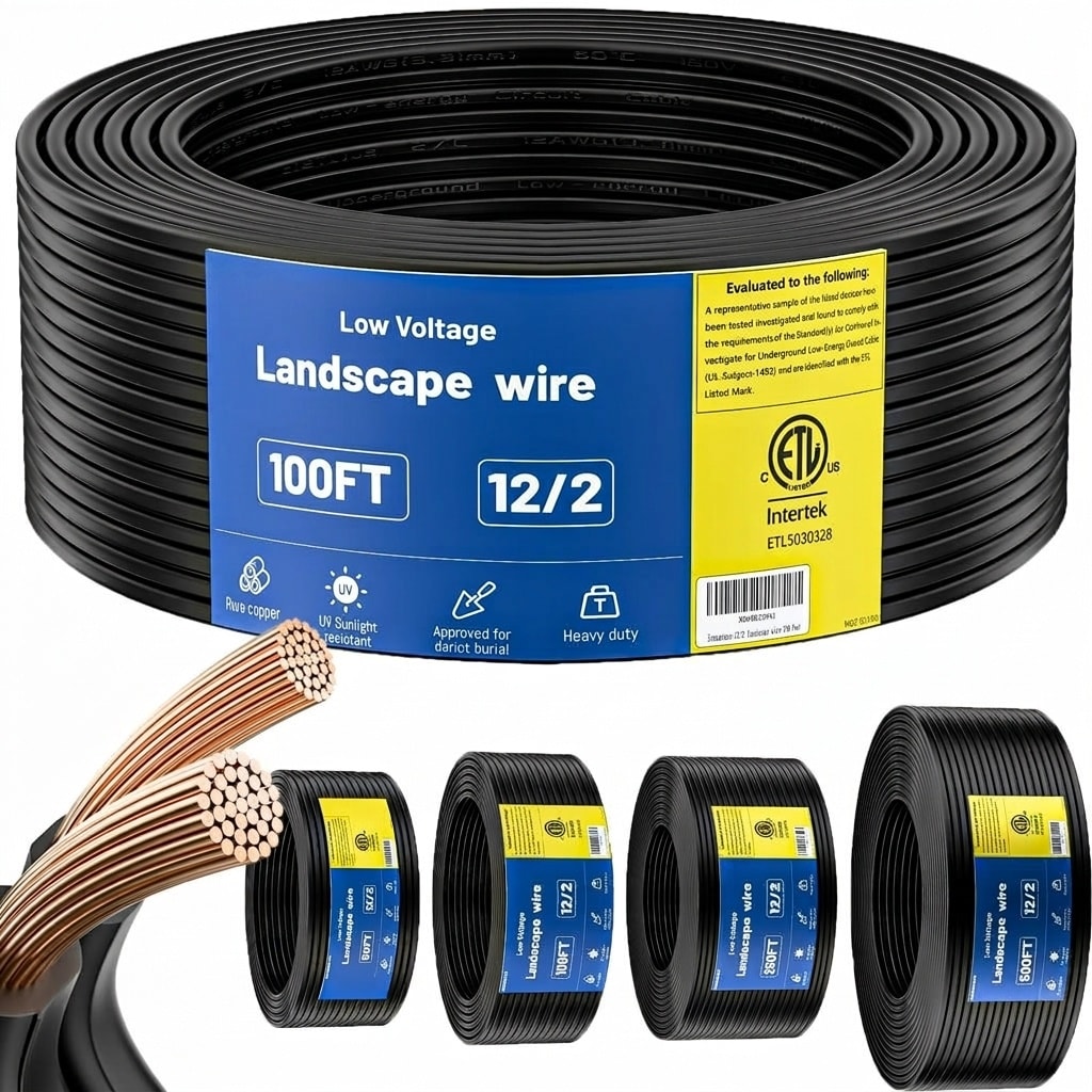 Lukvuzo 100 ft 12 Gauge 12 2 Low Voltage Landscape Lighting Wire Pure Copper 65 Strand ETL Listed Direct Burial Outdoor Cable 1 Roll #LLU0424T69