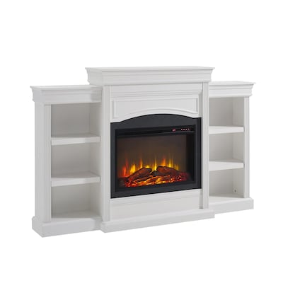 White Fan Forced Electric Fireplace, White Electric Fireplace With Bookshelves