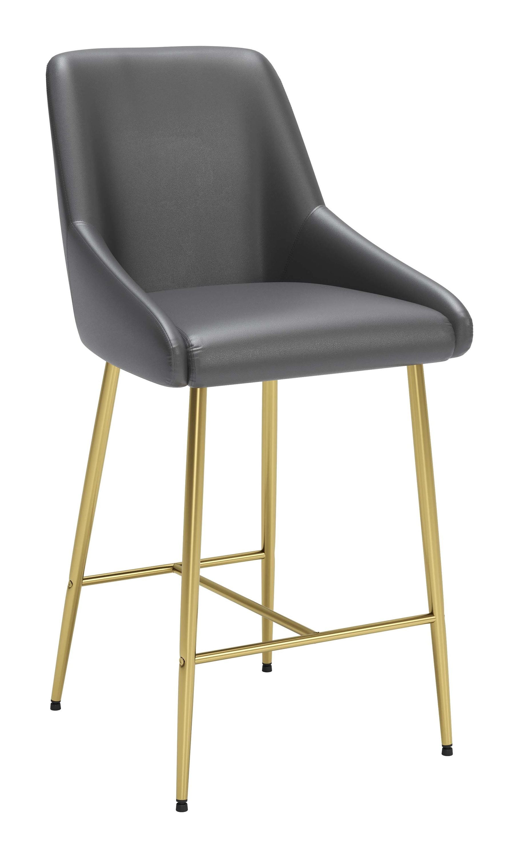 Zuo Modern 109377 Madelaine Gray 26.4-in H Counter height Upholstered Metal Bar Stool with Arms & Back