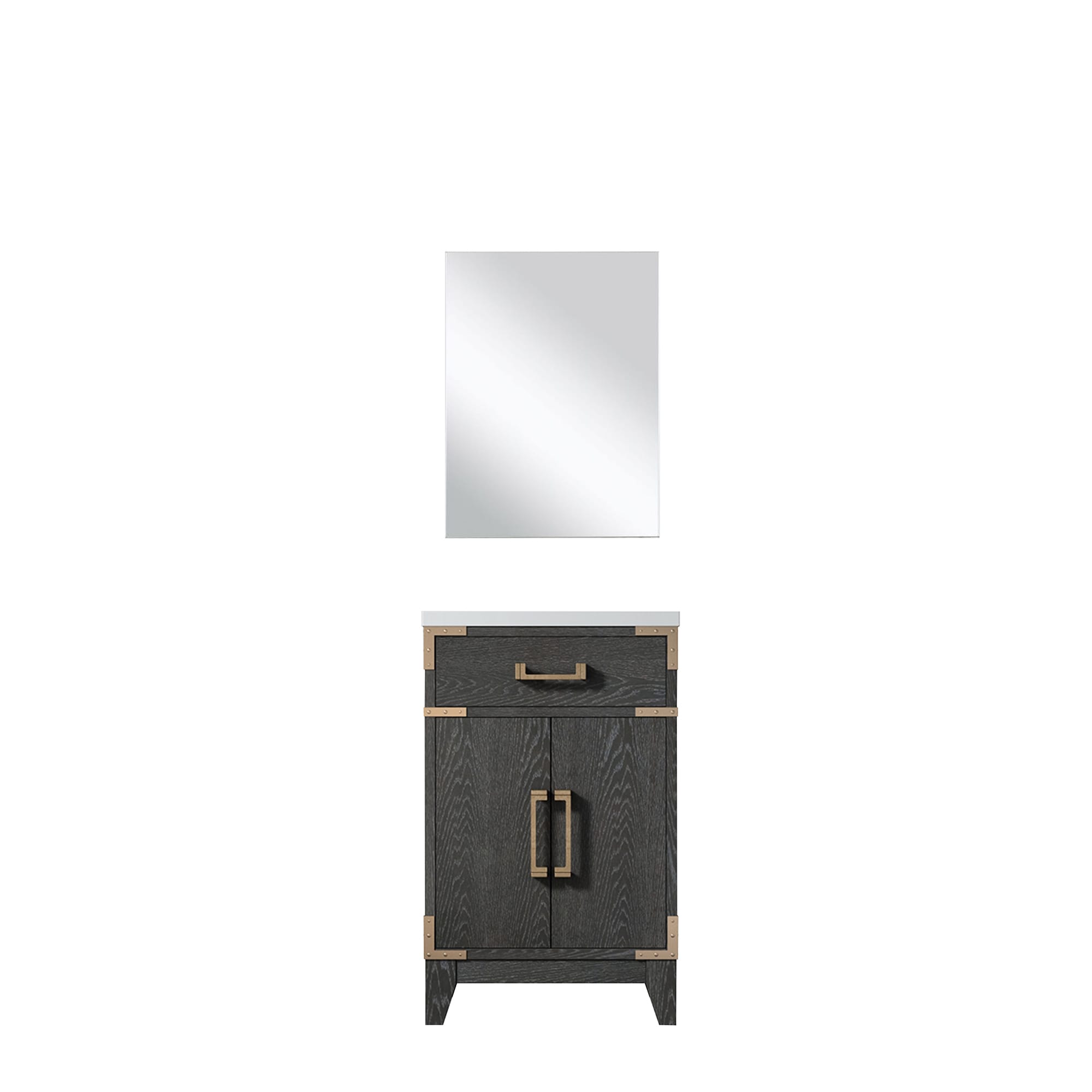Lexora LVW20SJ510 Wilton 20-in Black Oak Single Sink Bathroom Vanity with White Acrylic Top (Mirror Included)