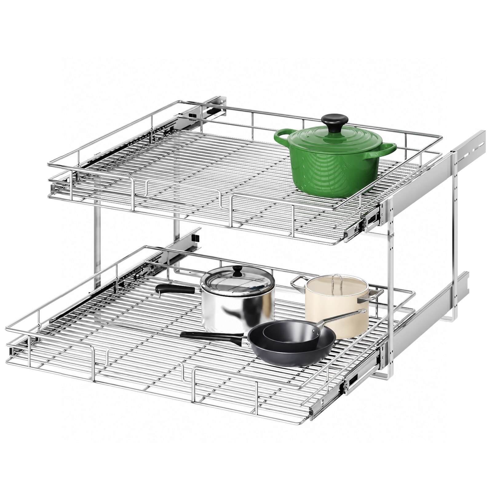 Stowcraft 2 Tier Individual Pull Out Cabinet Organizer 25.5 in W x 21.5 in D Shelf