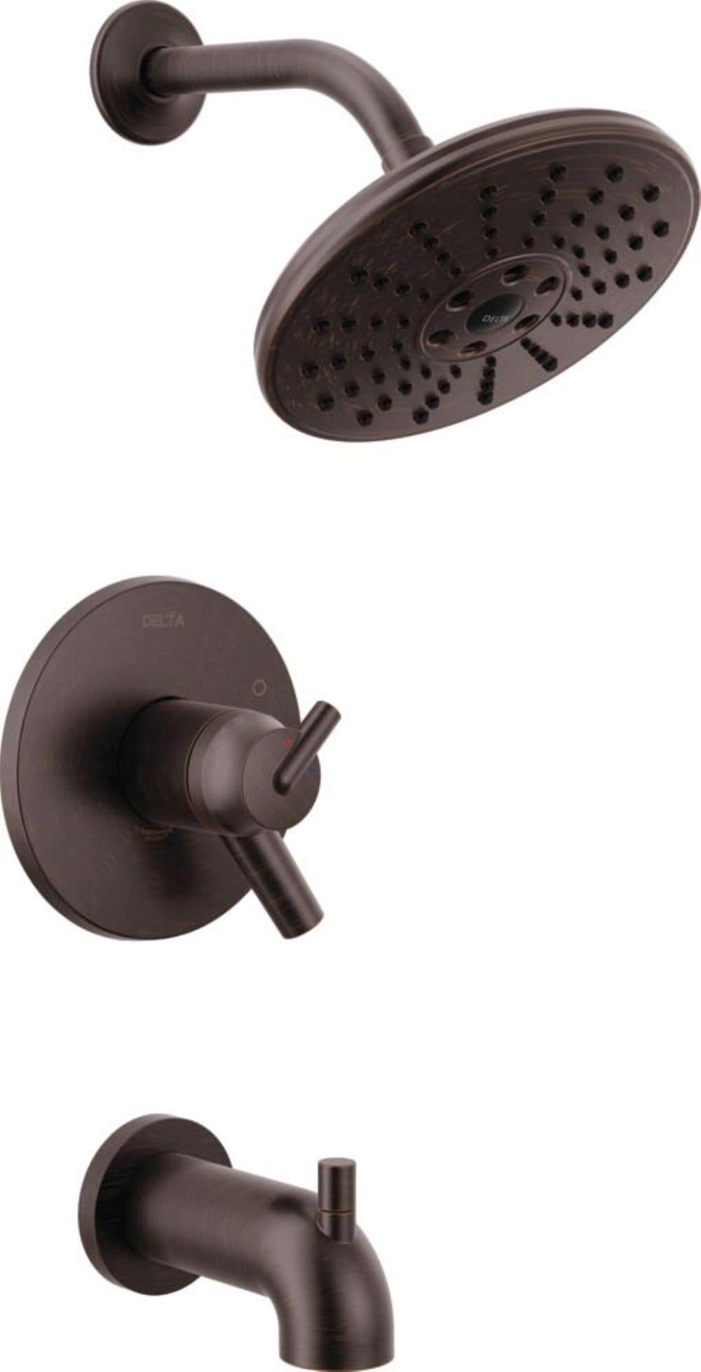Delta T17T459-RBH2O Trinsic Venetian Bronze 2-handle Single function 7.6250-in Round Bathtub and shower Faucet with Valve