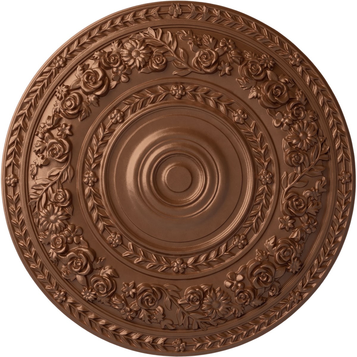 Ekena Millwork CM33ROPOS Rose 33.875-in W x 33.875-in L Painted Polished Copper Polyurethane Whole Ceiling Medallion
