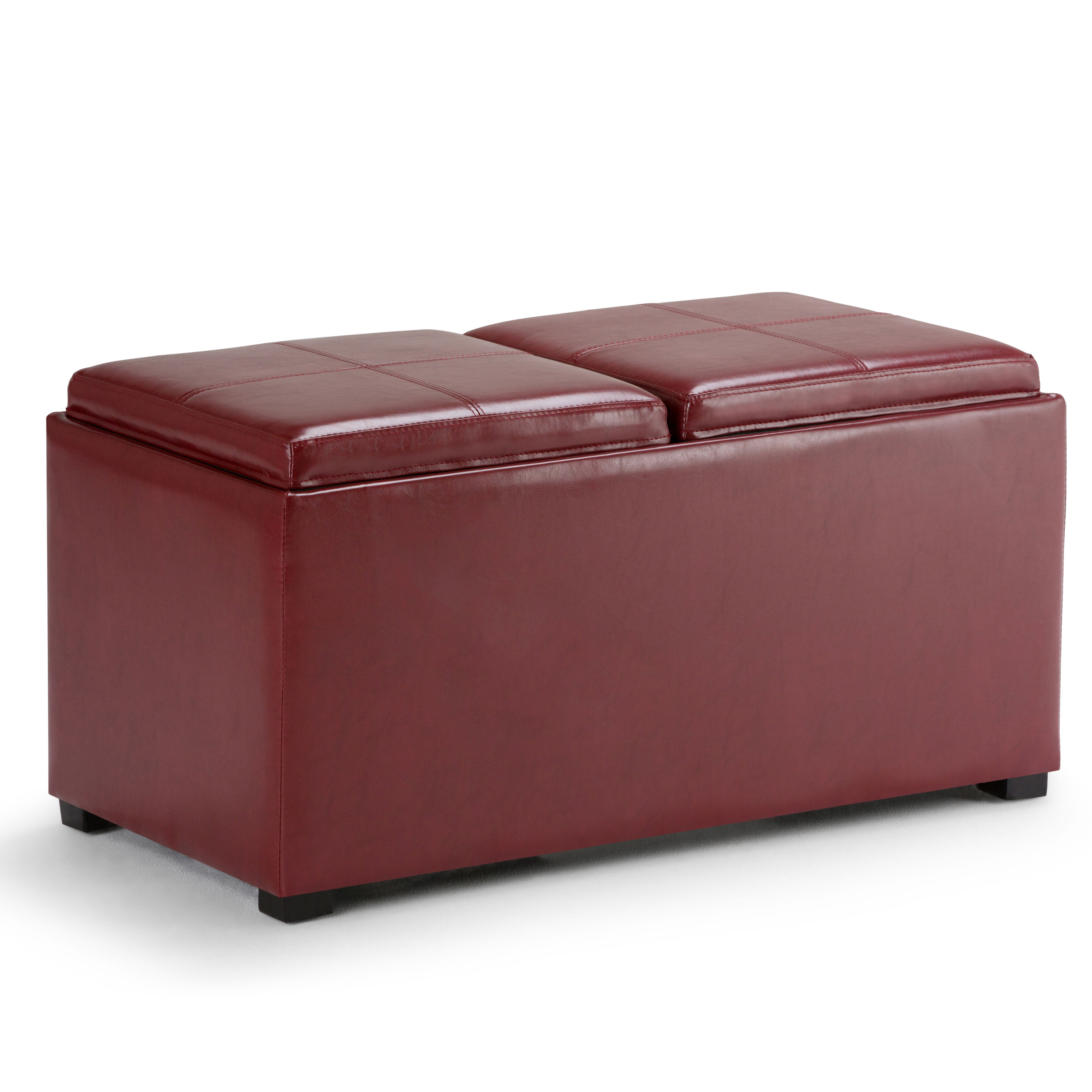 Simpli Home Avalon Modern Radicchio Red Faux Leather Storage