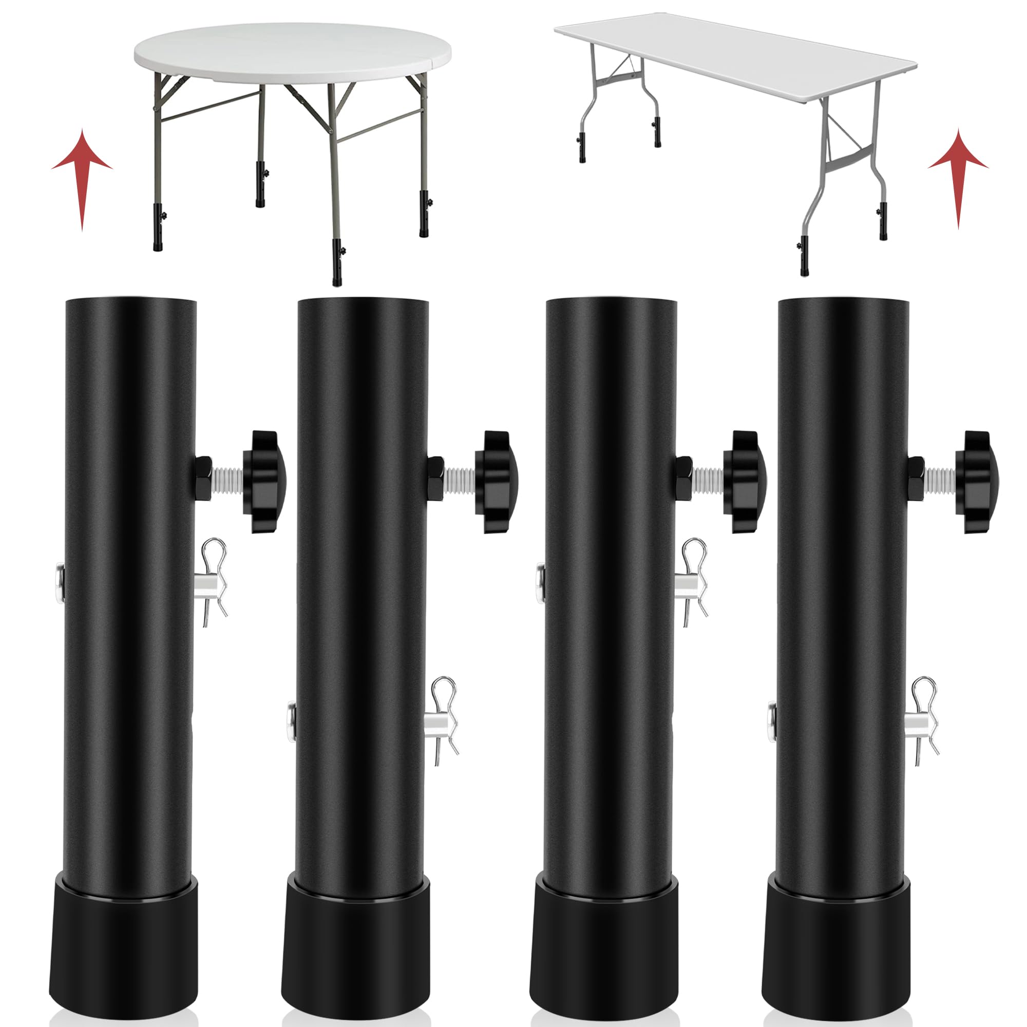 Yichuhaoxi  Folding Table Leg Extenders Durable Steel Adjustable Table Height Risers for Straight and Bent Legs Set of Four