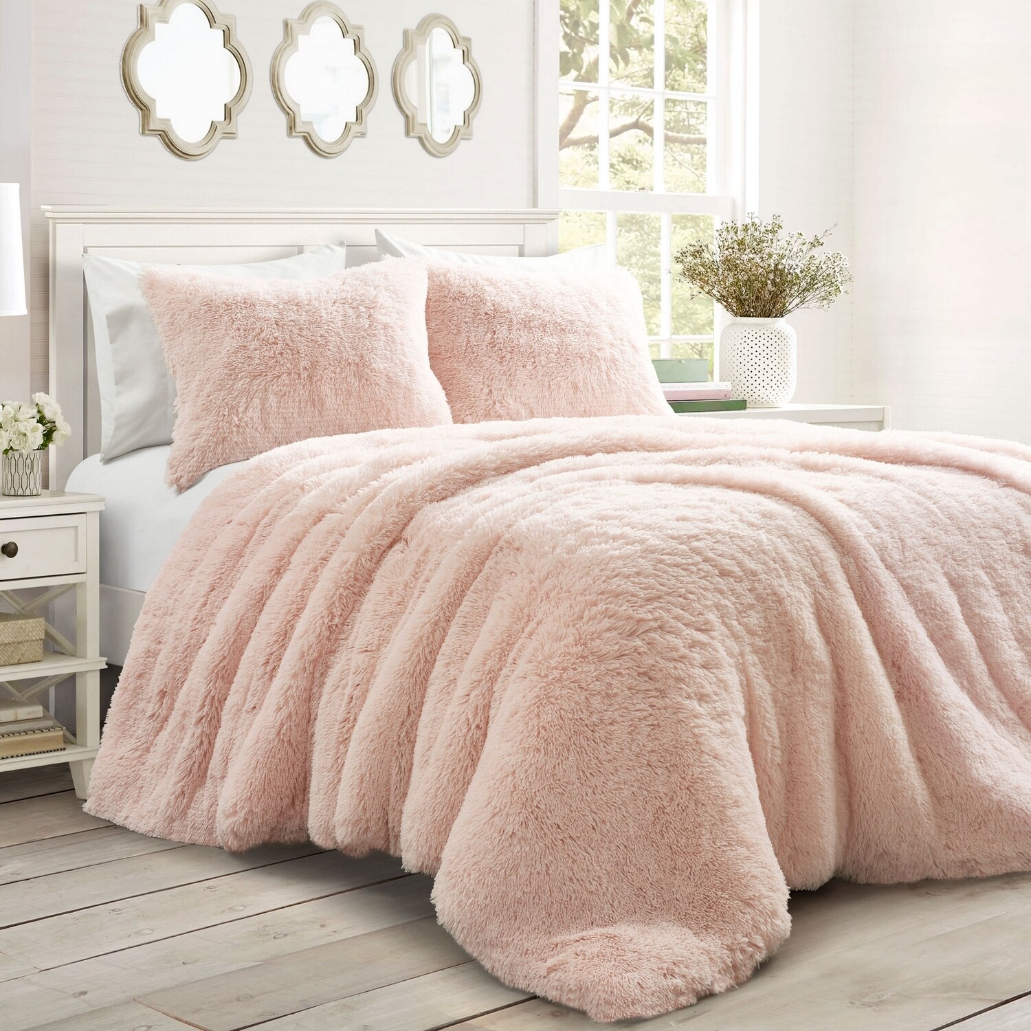 Lush Decor 16T008194 Blush Solid Full/Queen Comforter