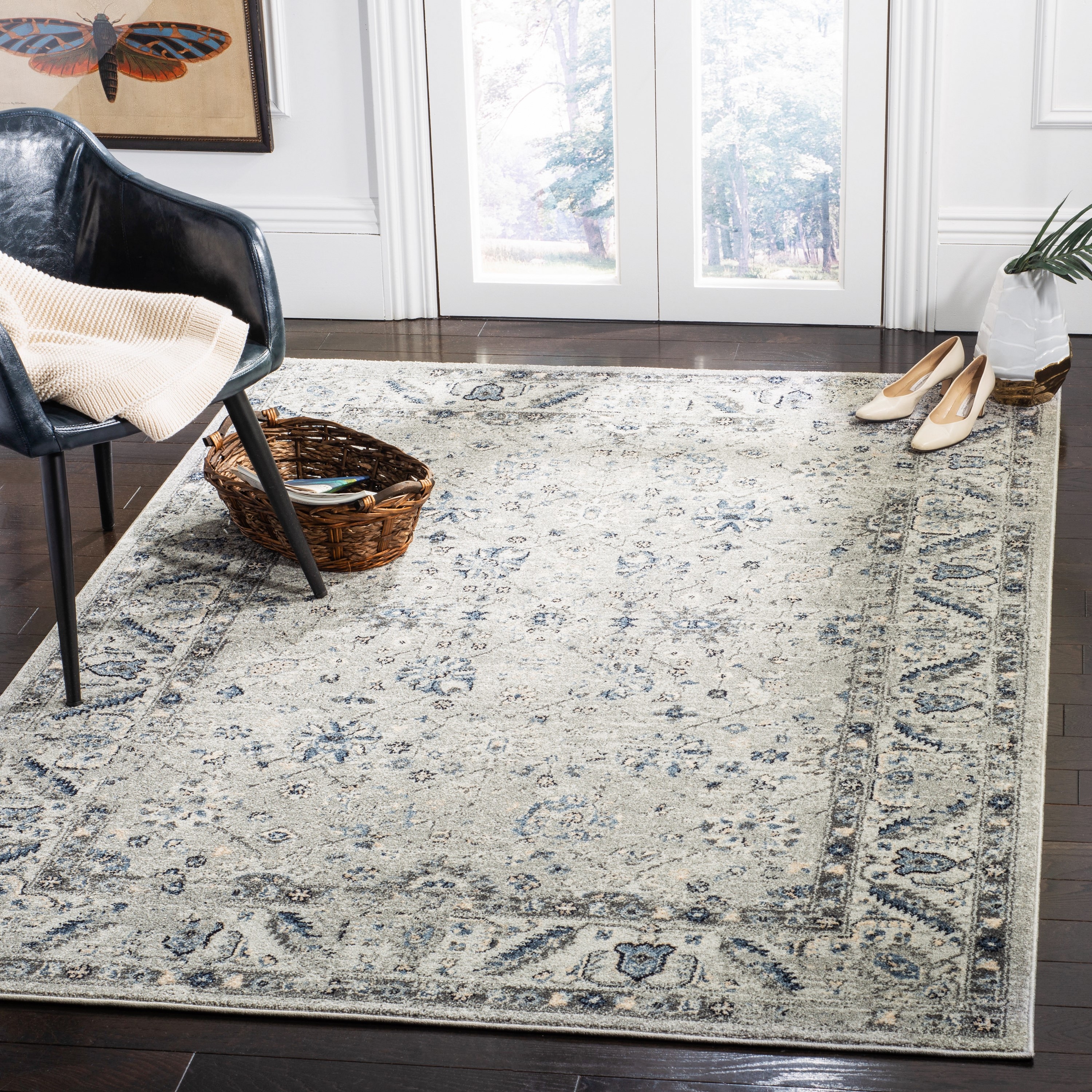 Safavieh CHL413F-9 Charleston Khotan 9 x 12 (ft) Loomed Polypropylene Gray/Dark Gray Rectangular Indoor Distressed/Overdyed Vintage Area rug