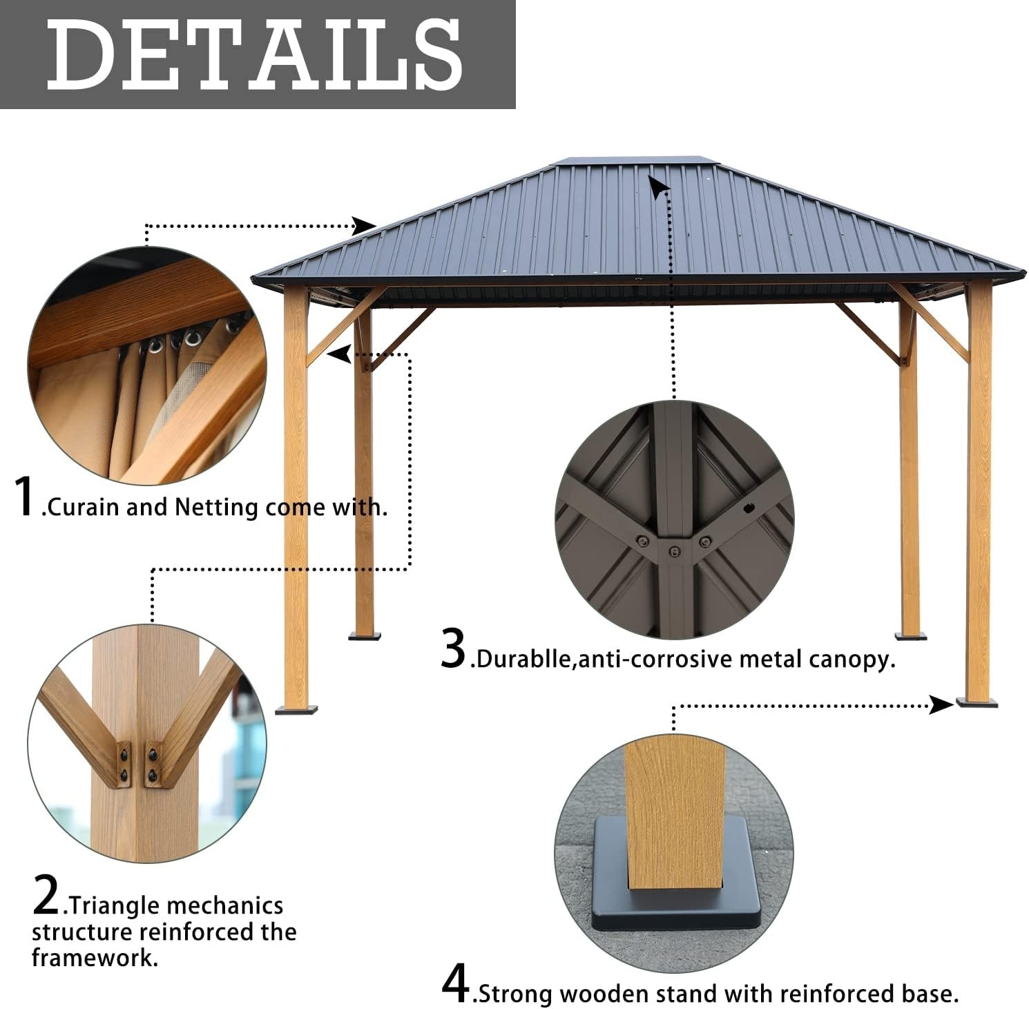Aoodor A194-PKIBN Wood-Resin-Gazebos - View #5