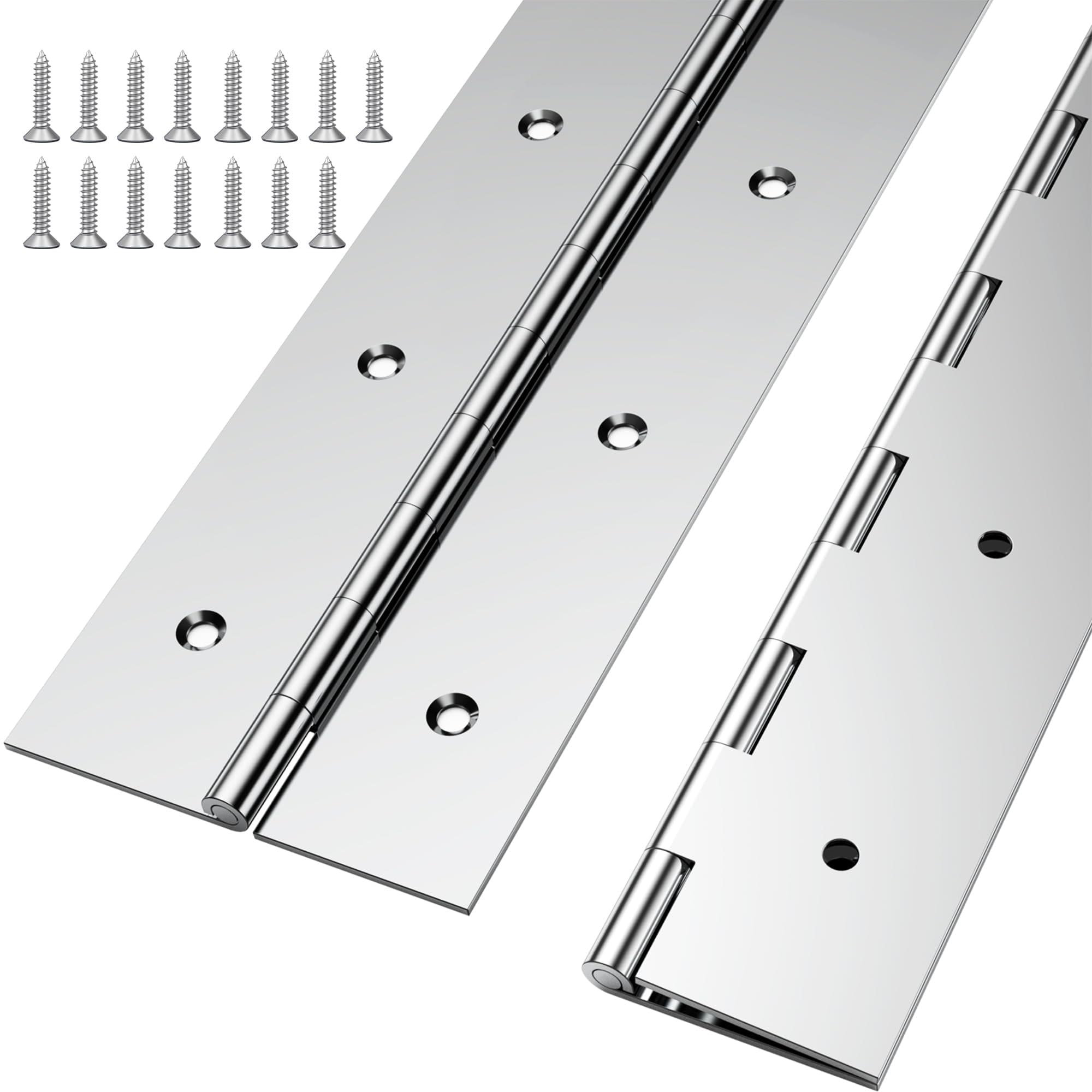 UUDULY  Heavy Duty Piano Hinge 8 Inch by 3 Inch Open Width Stainless Steel Continuous Hinge for Cabinets Doors Furniture and Storage Projects