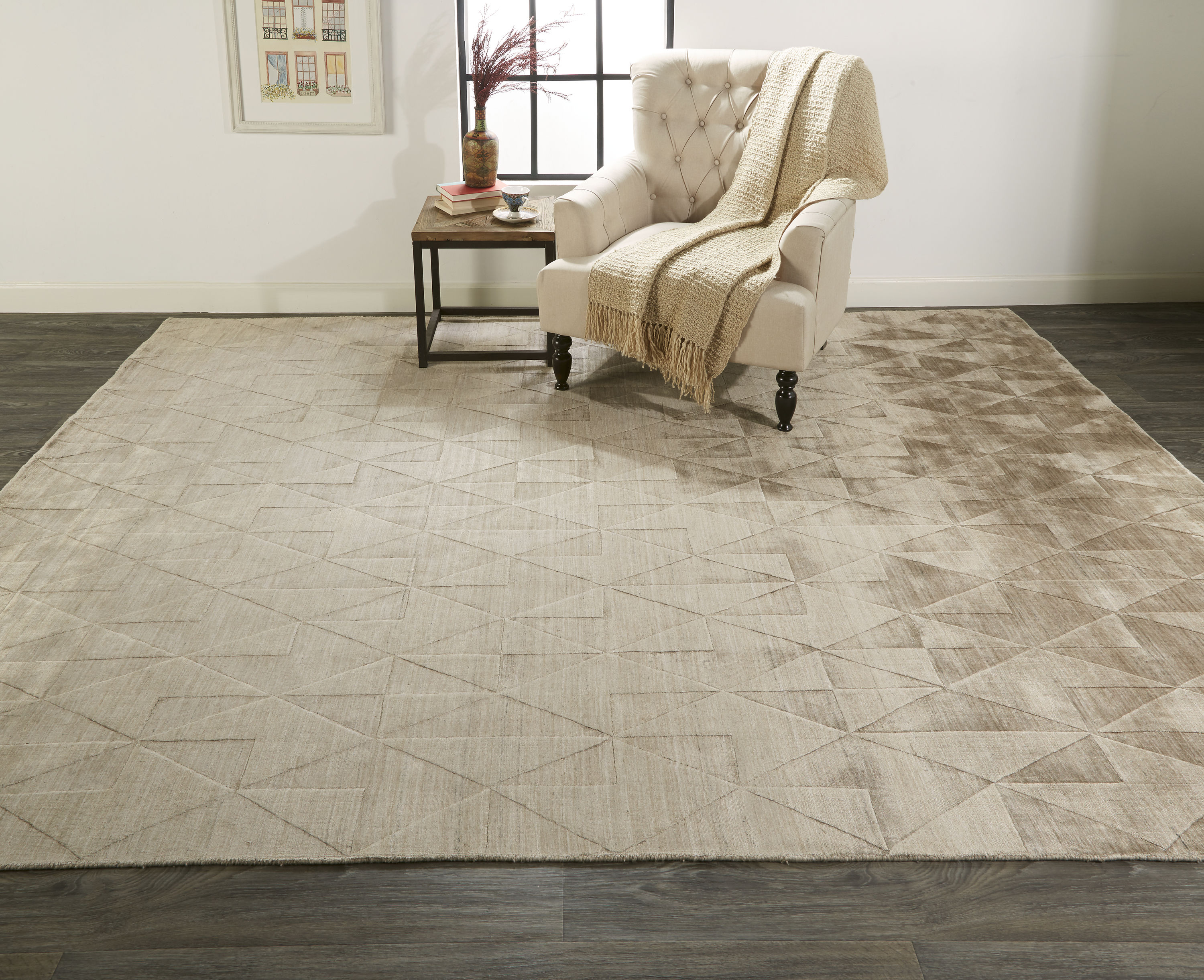 Room Envy 620R6335MOC000E50 Savona 6 x 9 (ft) Loomed Polypropylene Desert Taupe Rectangular Indoor Geometric Mid-Century Modern Area rug